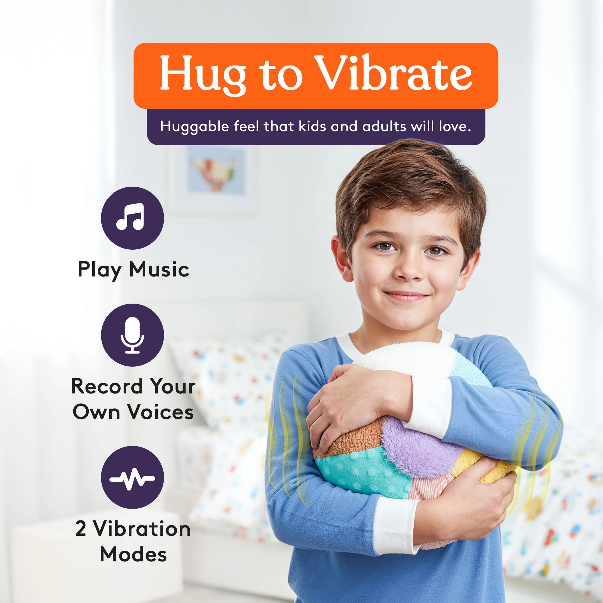 Special Supplies Sensory Vibrating Weighted Pillow for Kids and Adults – Soft Velvet Cover with Textured Therapy Stimulation, Calming Relaxation, 3 Vibration Modes, Music & Voice Recording (3LB) - Image 2