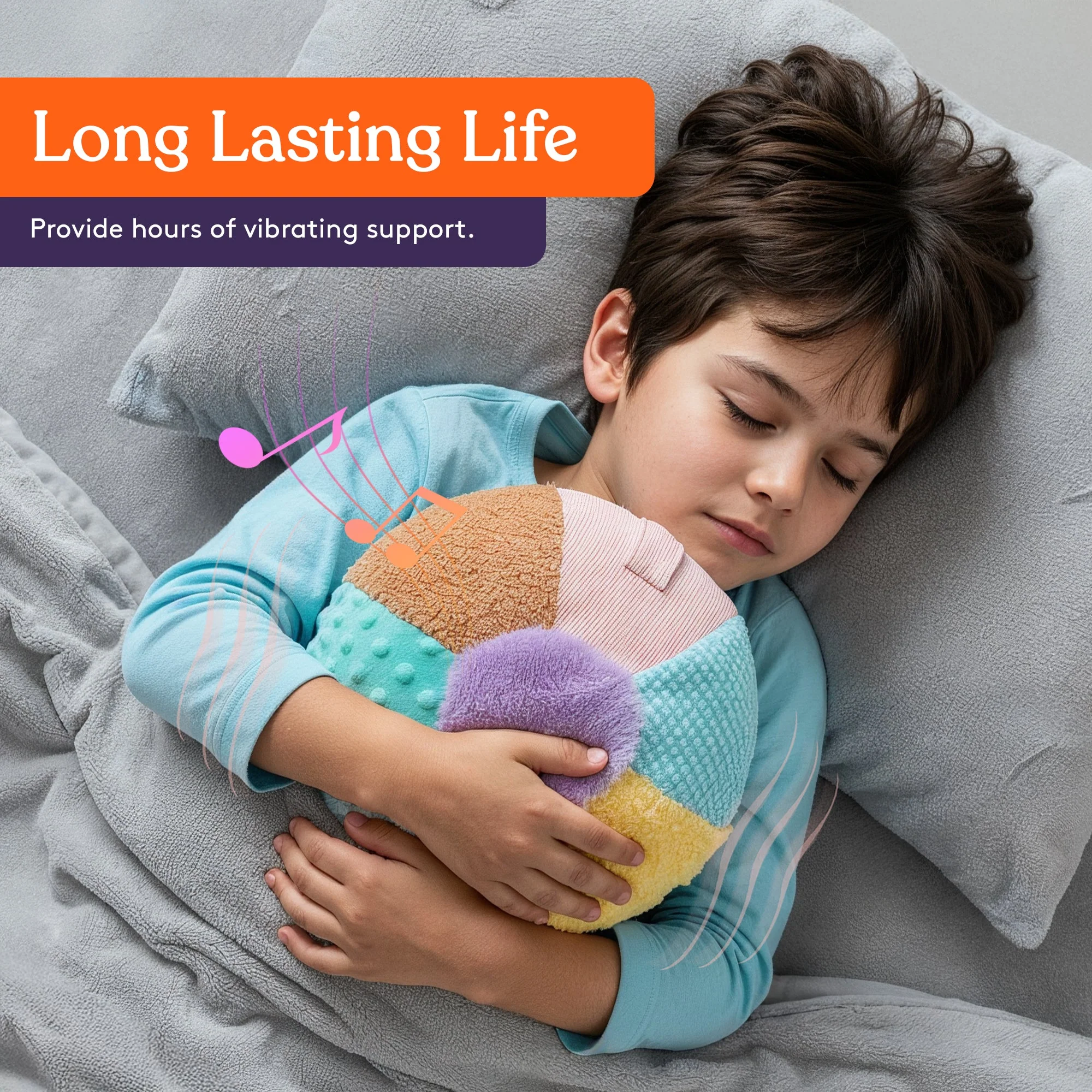 Special Supplies Sensory Vibrating Weighted Pillow for Kids and Adults – Soft Velvet Cover with Textured Therapy Stimulation, Calming Relaxation, 3 Vibration Modes, Music & Voice Recording (3LB) - Image 6