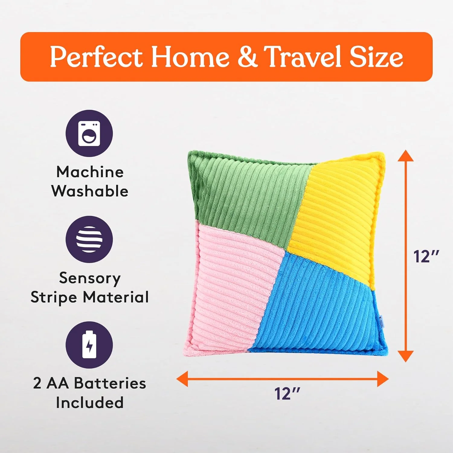 Special Supplies Vibrating Pillow Sensory Pressure Activated Calm for Kids and Adults, 13” Plush Soft Cover with Textured Therapy Stimulation Bumps- 3 Vibration Modes, Music & Voice Recording - Image 2