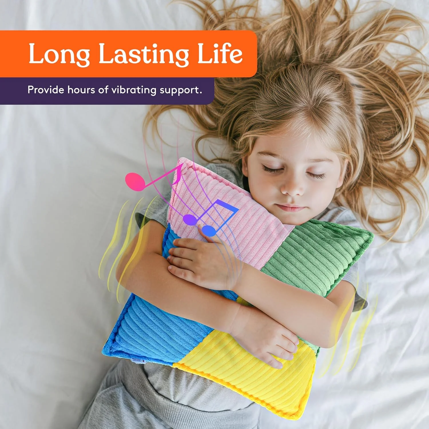Special Supplies Vibrating Pillow Sensory Pressure Activated Calm for Kids and Adults, 13” Plush Soft Cover with Textured Therapy Stimulation Bumps- 3 Vibration Modes, Music & Voice Recording - Image 5