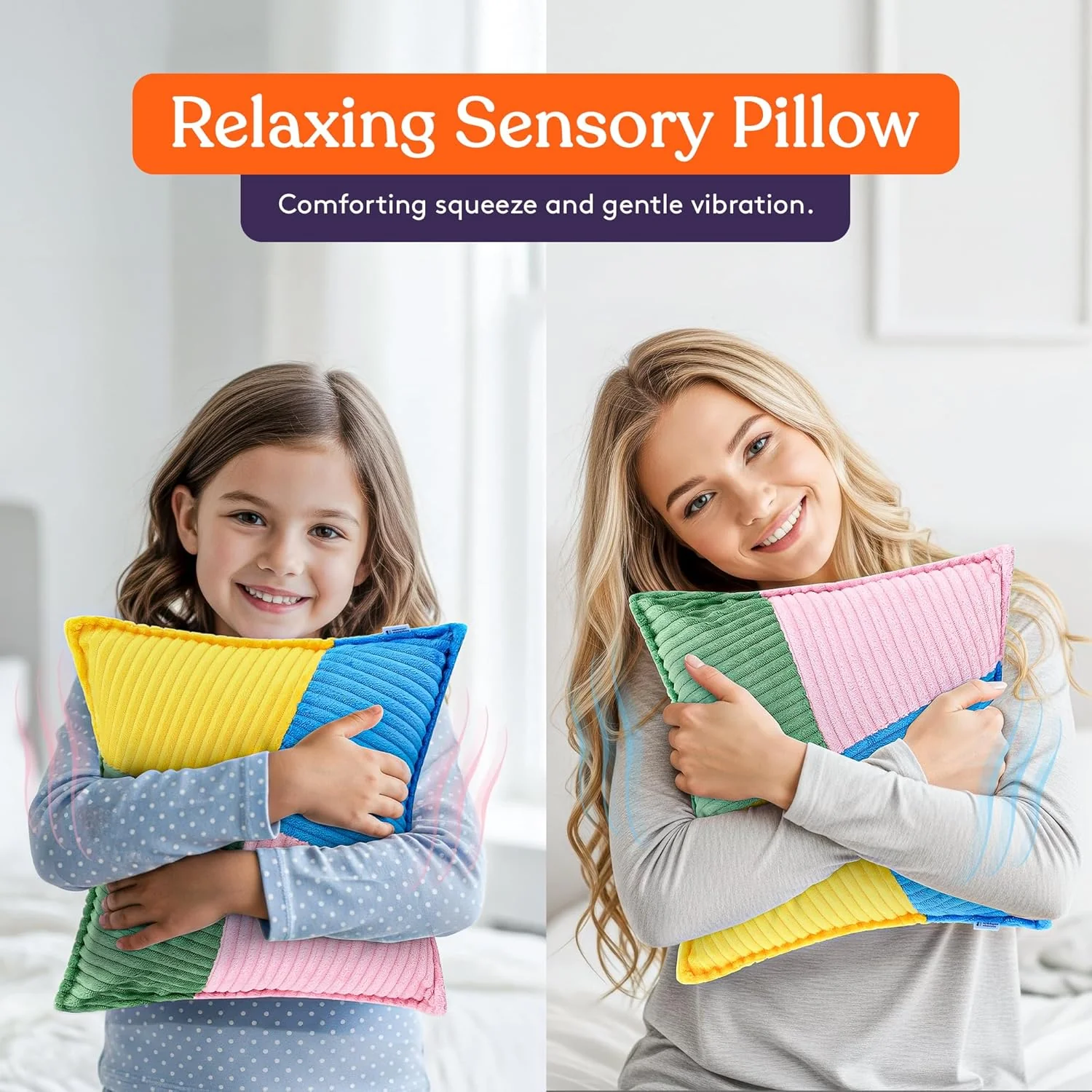 Special Supplies Vibrating Pillow Sensory Pressure Activated Calm for Kids and Adults, 13” Plush Soft Cover with Textured Therapy Stimulation Bumps- 3 Vibration Modes, Music & Voice Recording - Image 6