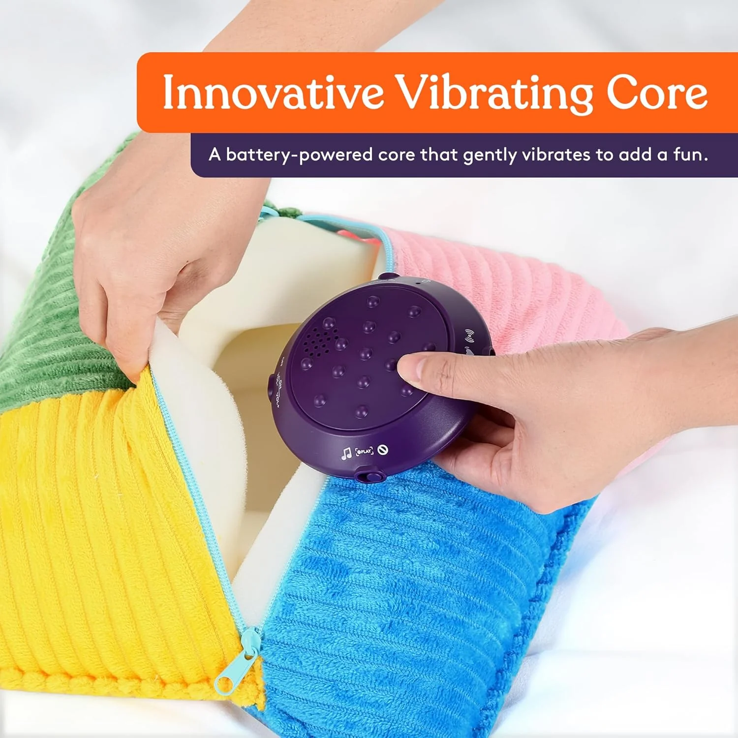 Special Supplies Vibrating Pillow Sensory Pressure Activated Calm for Kids and Adults, 13” Plush Soft Cover with Textured Therapy Stimulation Bumps- 3 Vibration Modes, Music & Voice Recording - Image 8