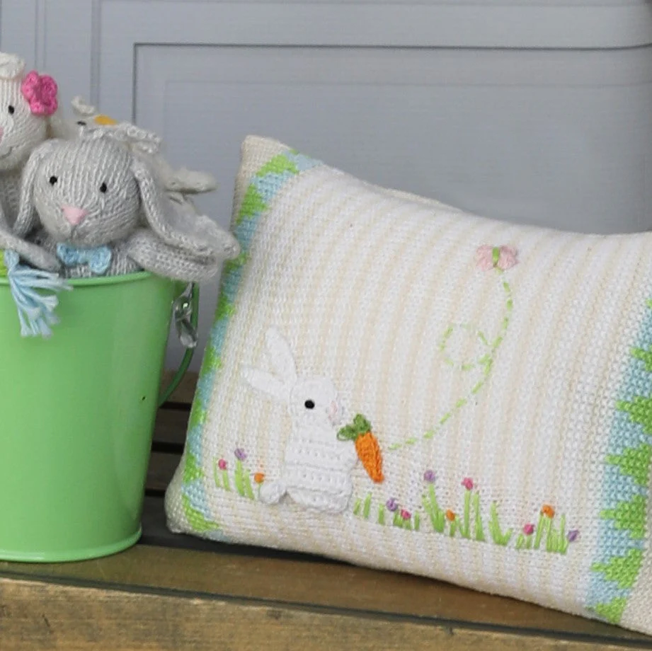 Spring Bunny Mini Pillow, Ecru - Image 2