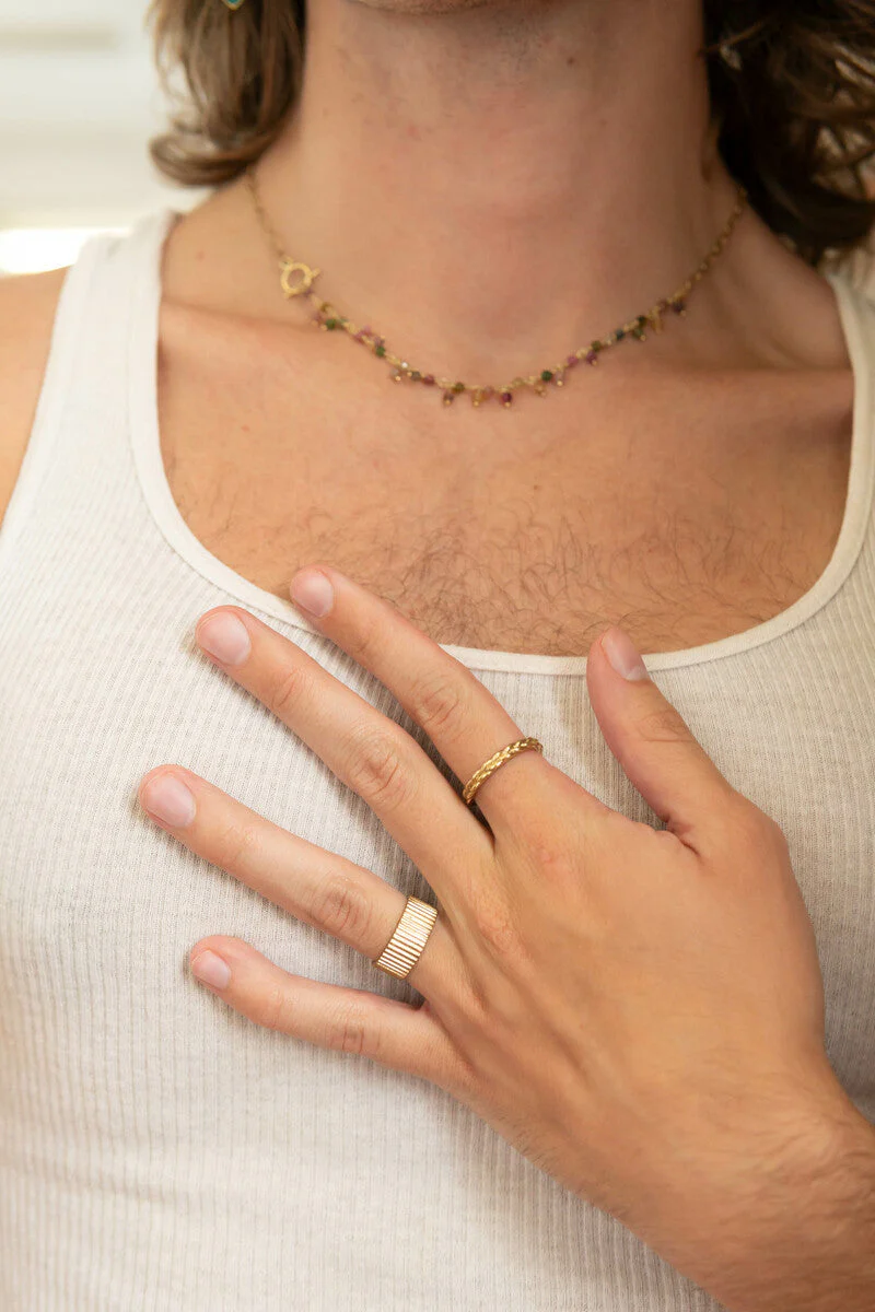 Stately Striped Brass Ring - Image 2