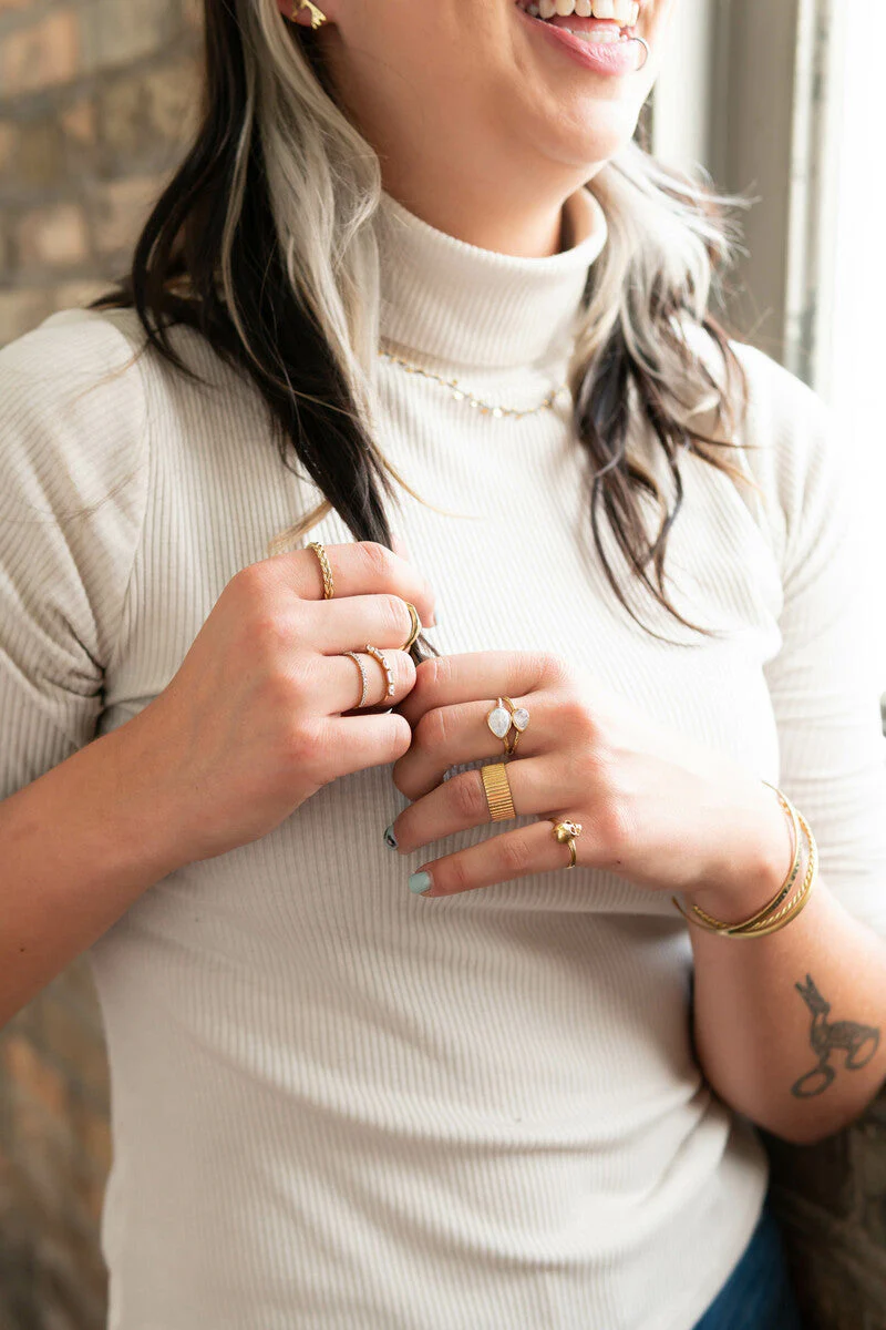 Stately Striped Brass Ring - Image 3