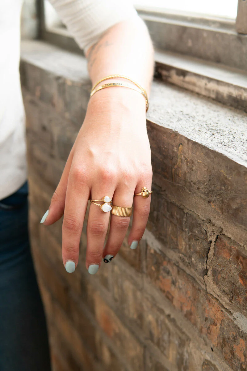 Stately Striped Brass Ring - Image 4