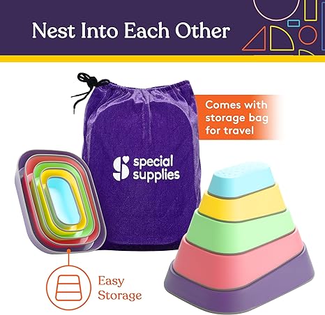 Stepping Stones for Kids Indoor and Outdoor Balance Blocks Promote Coordination, Balance Strength Child Safe Rubber, Non-Slip Edging 5 Set - Image 2