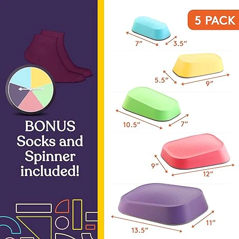 Stepping Stones for Kids Indoor and Outdoor Balance Blocks Promote Coordination, Balance Strength Child Safe Rubber, Non-Slip Edging 5 Set - Image 3