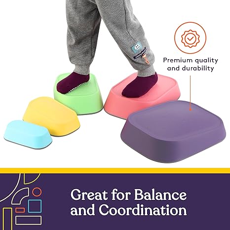 Stepping Stones for Kids Indoor and Outdoor Balance Blocks Promote Coordination, Balance Strength Child Safe Rubber, Non-Slip Edging 5 Set - Image 5