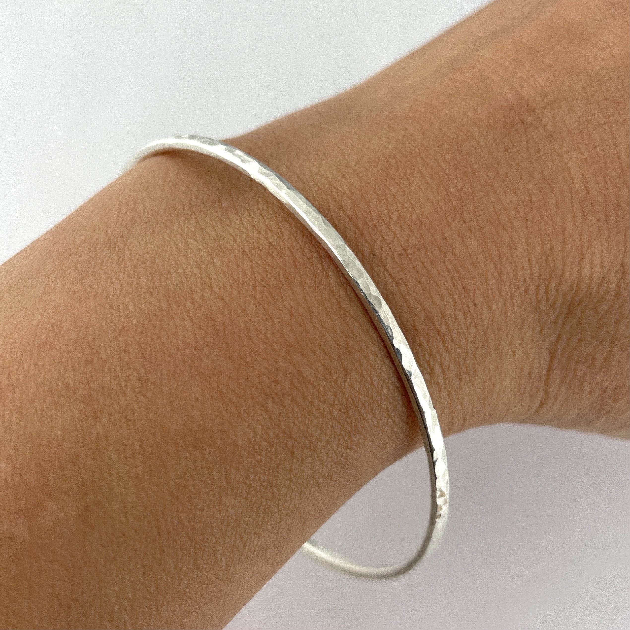 Sterling Silver Hammered Bangle - Image 2
