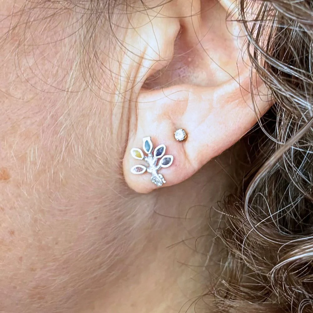 Sterling Silver Tree of Life Stud Earrings - Image 2