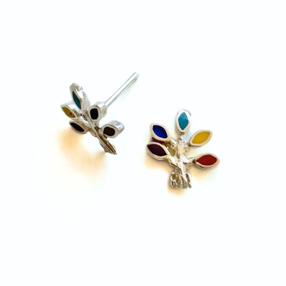 Sterling Silver Tree of Life Stud Earrings - Image 3