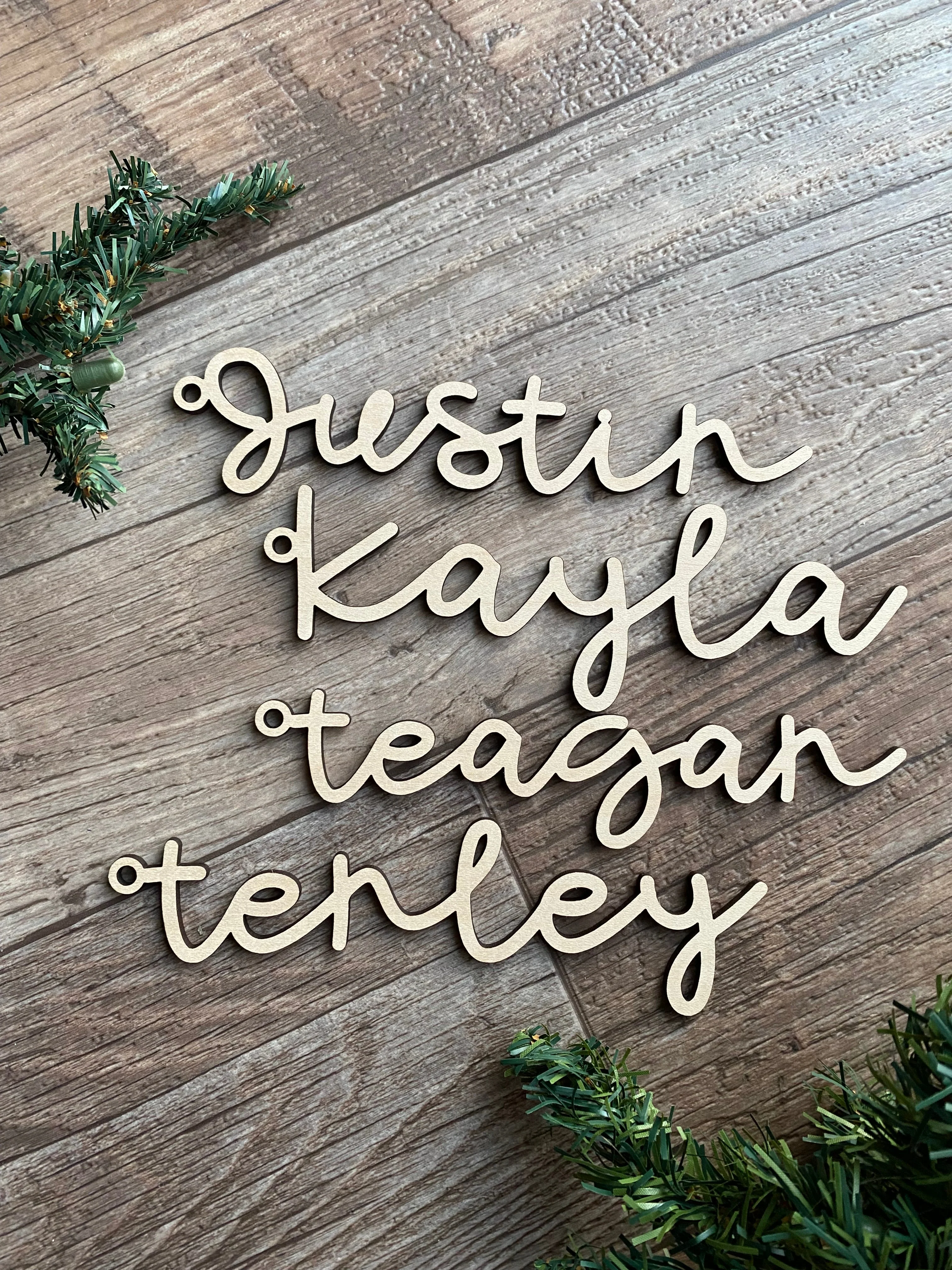 Stocking tags - 7" wood names - Image 2