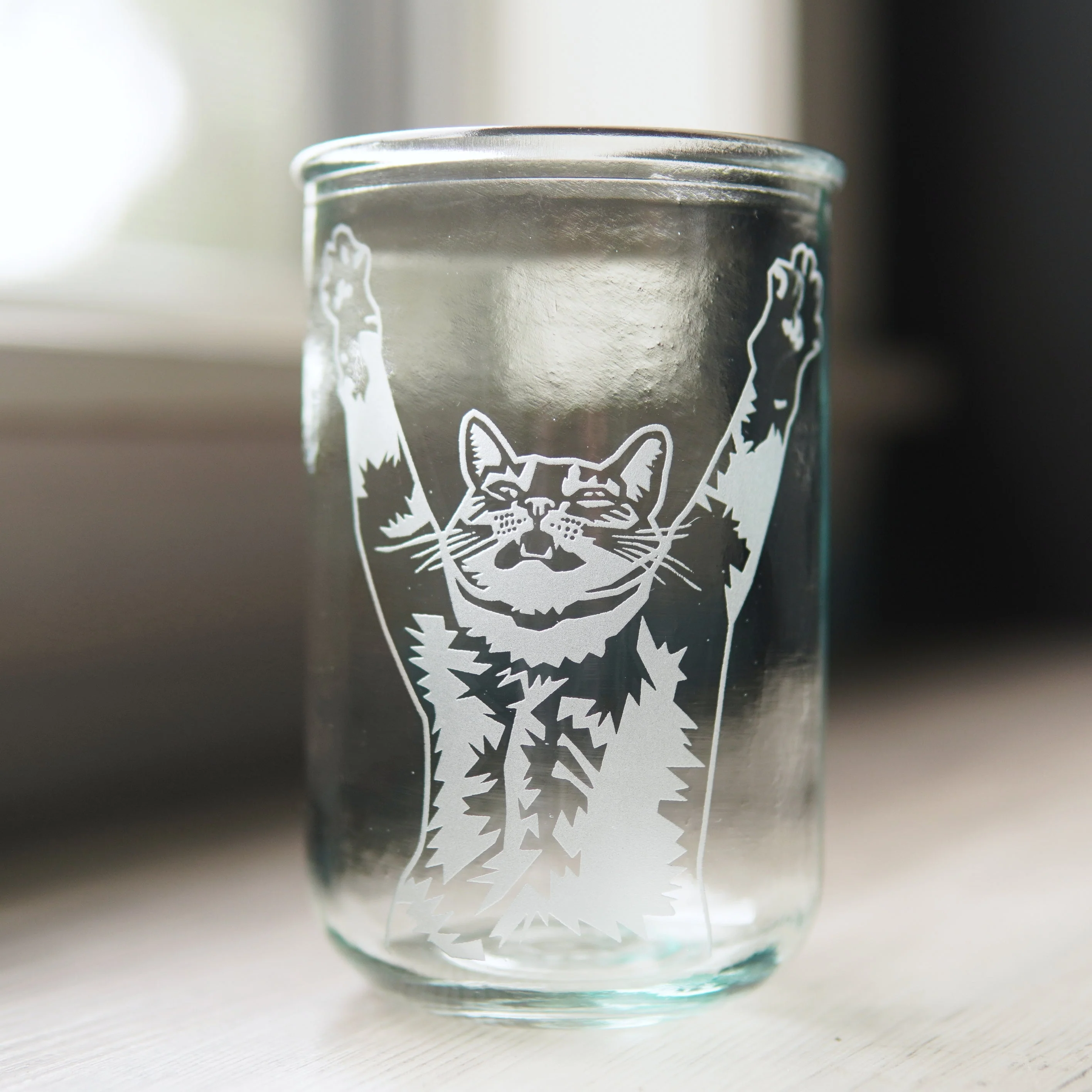 Stretch Cat Rustic Recycled Glass Candle Cup - Image 2