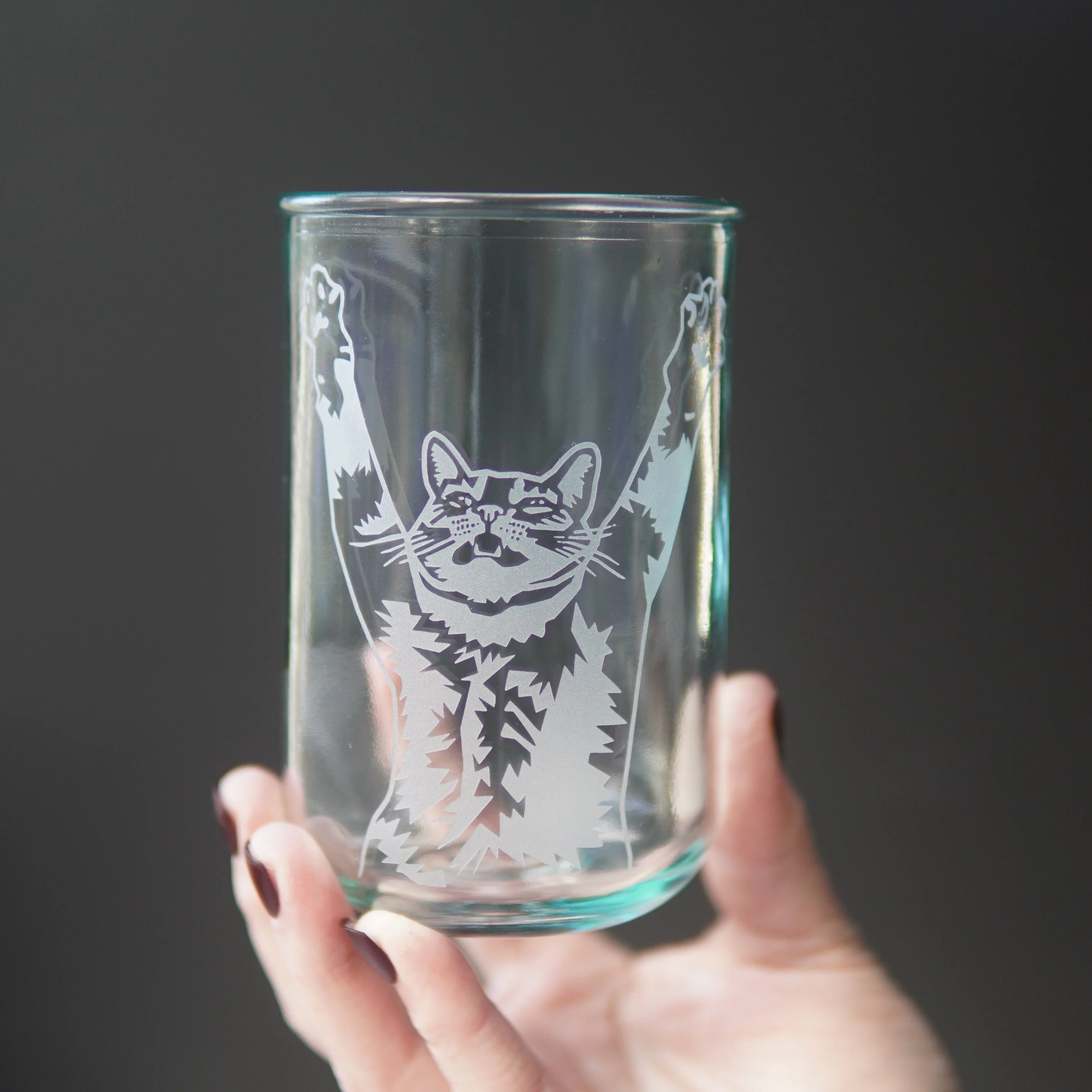 Stretch Cat Rustic Recycled Glass Candle Cup - Image 3
