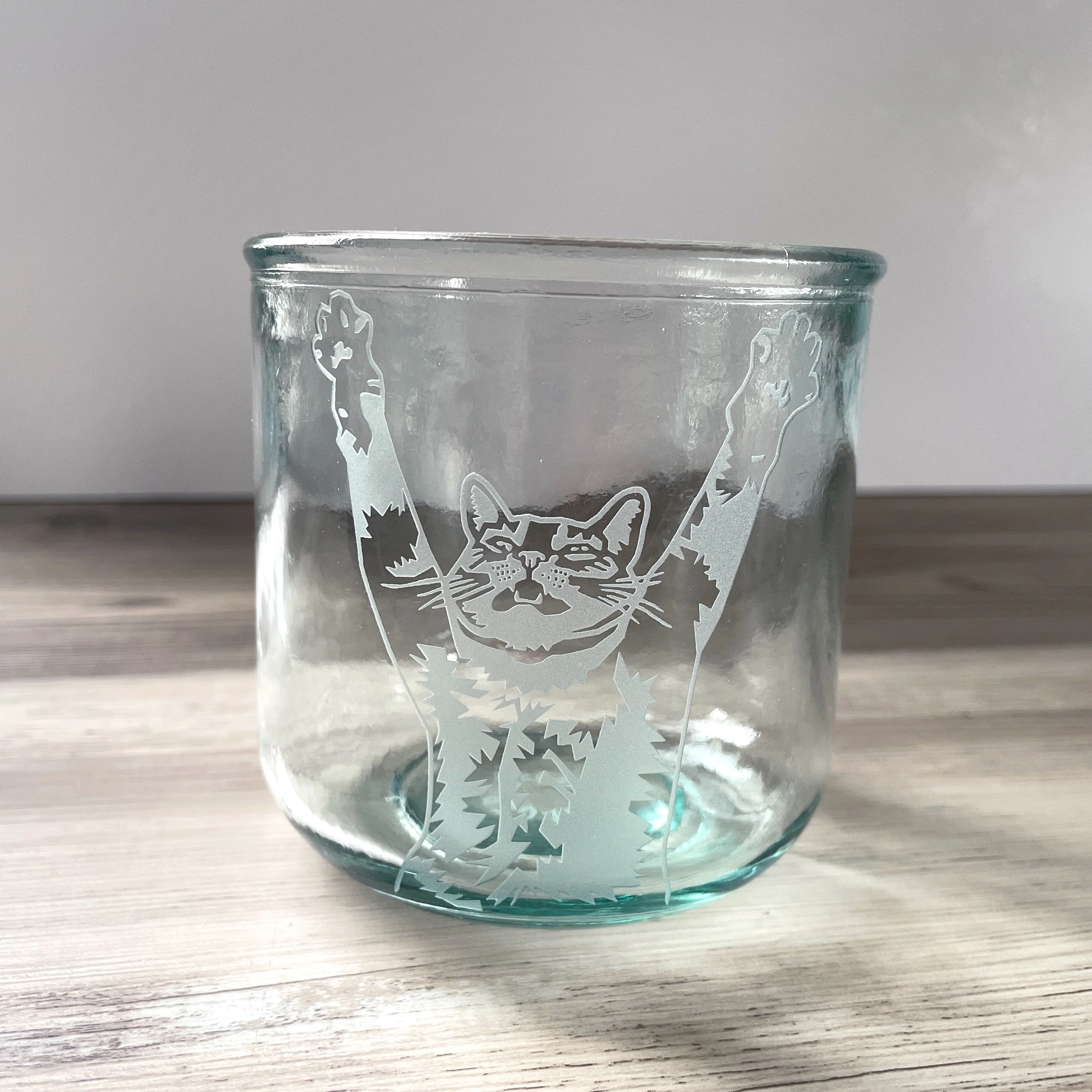 Stretch Cat Rustic Recycled Glass Candle Cup - Image 4