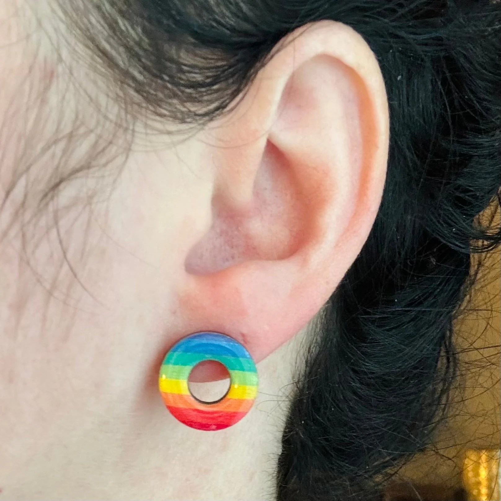Stripey Rainbow Rings Stud Earrings - Image 3