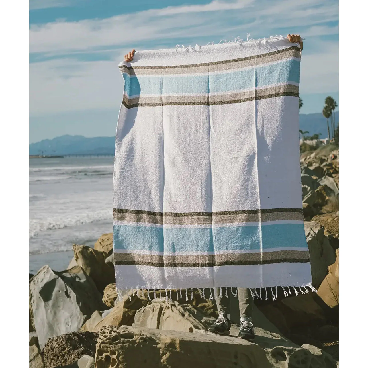Sustainable Throw Blanket – Seaward | Recycled Fiber Coastal Throw for Home & Travel - Image 4