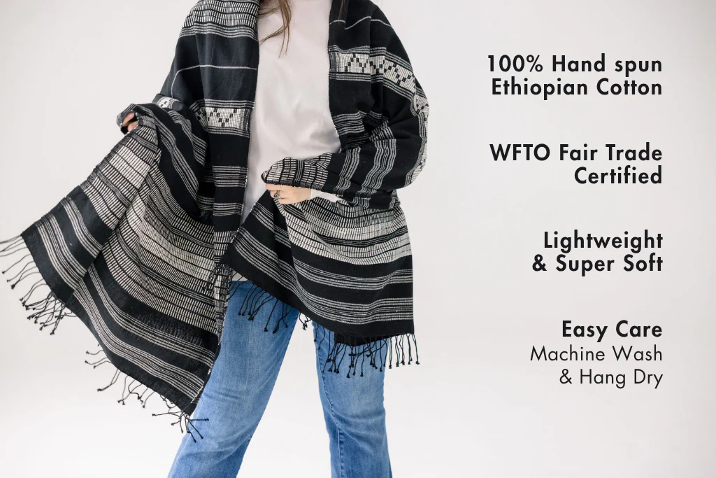 Tabor Handwoven Ethiopian Cotton Shawl - Image 2