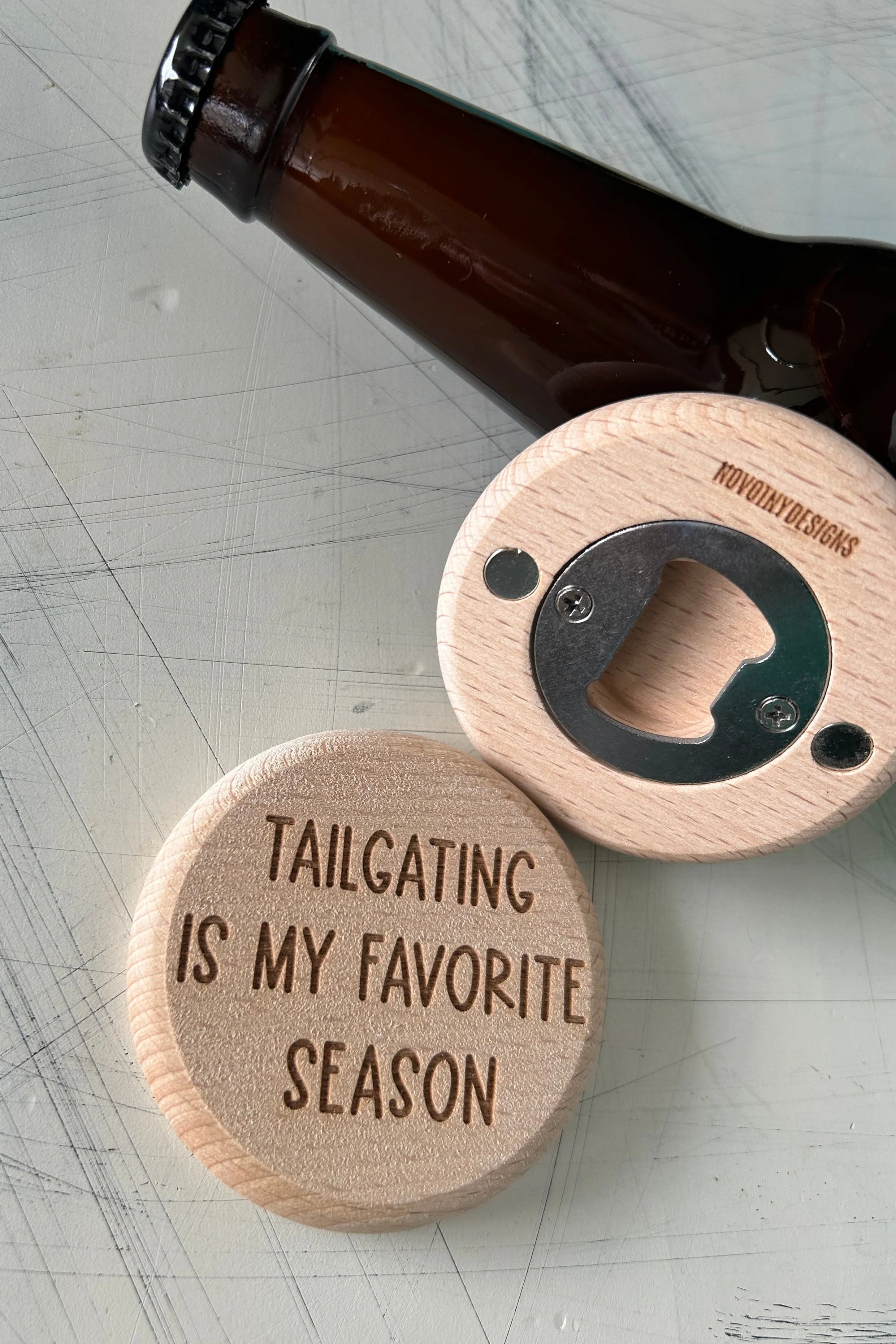 Tailgating is my favorite season - magnetic wood bottle opener - Image 4