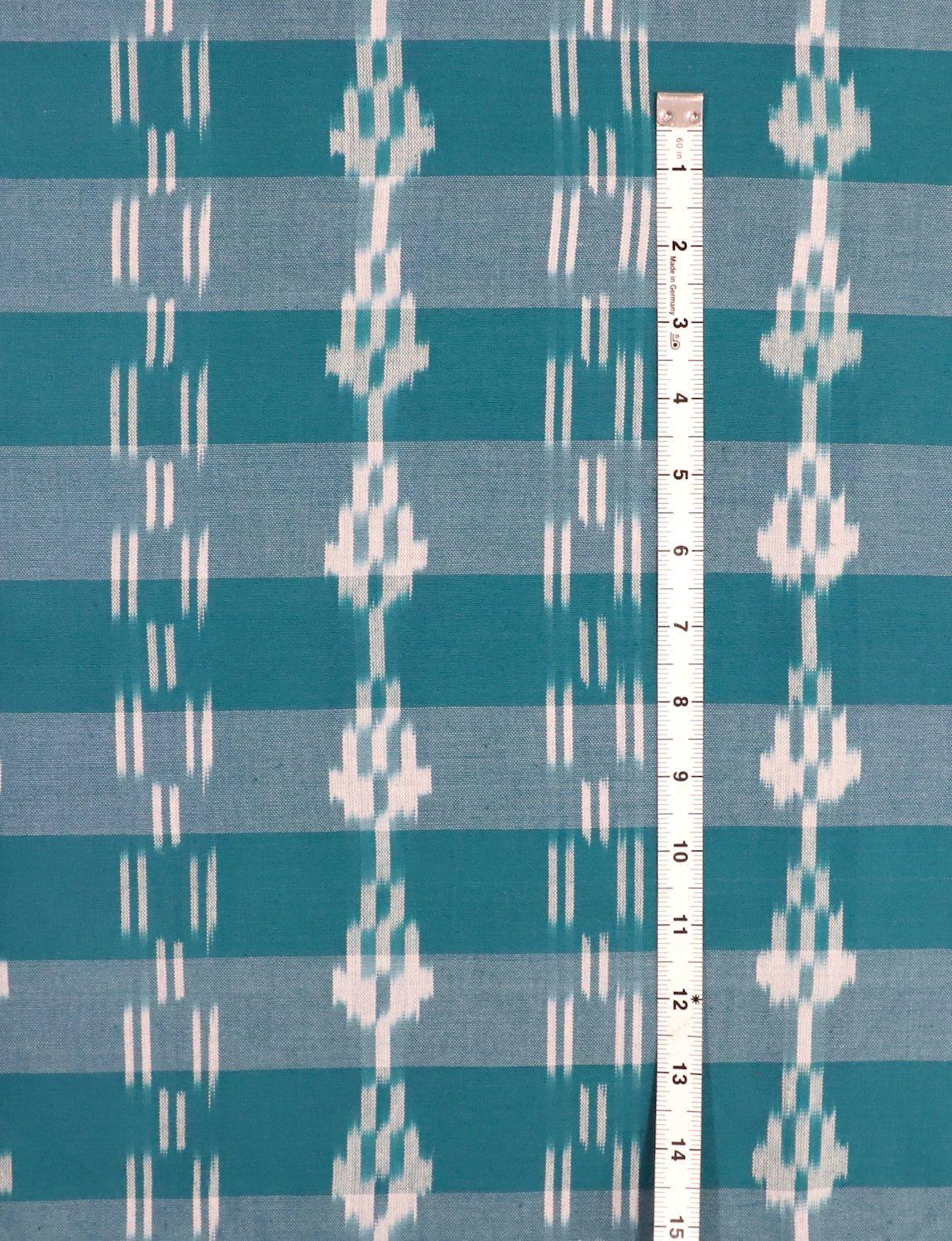 Teal Ikat Handwoven Cotton Fabric by the Yard - Image 3