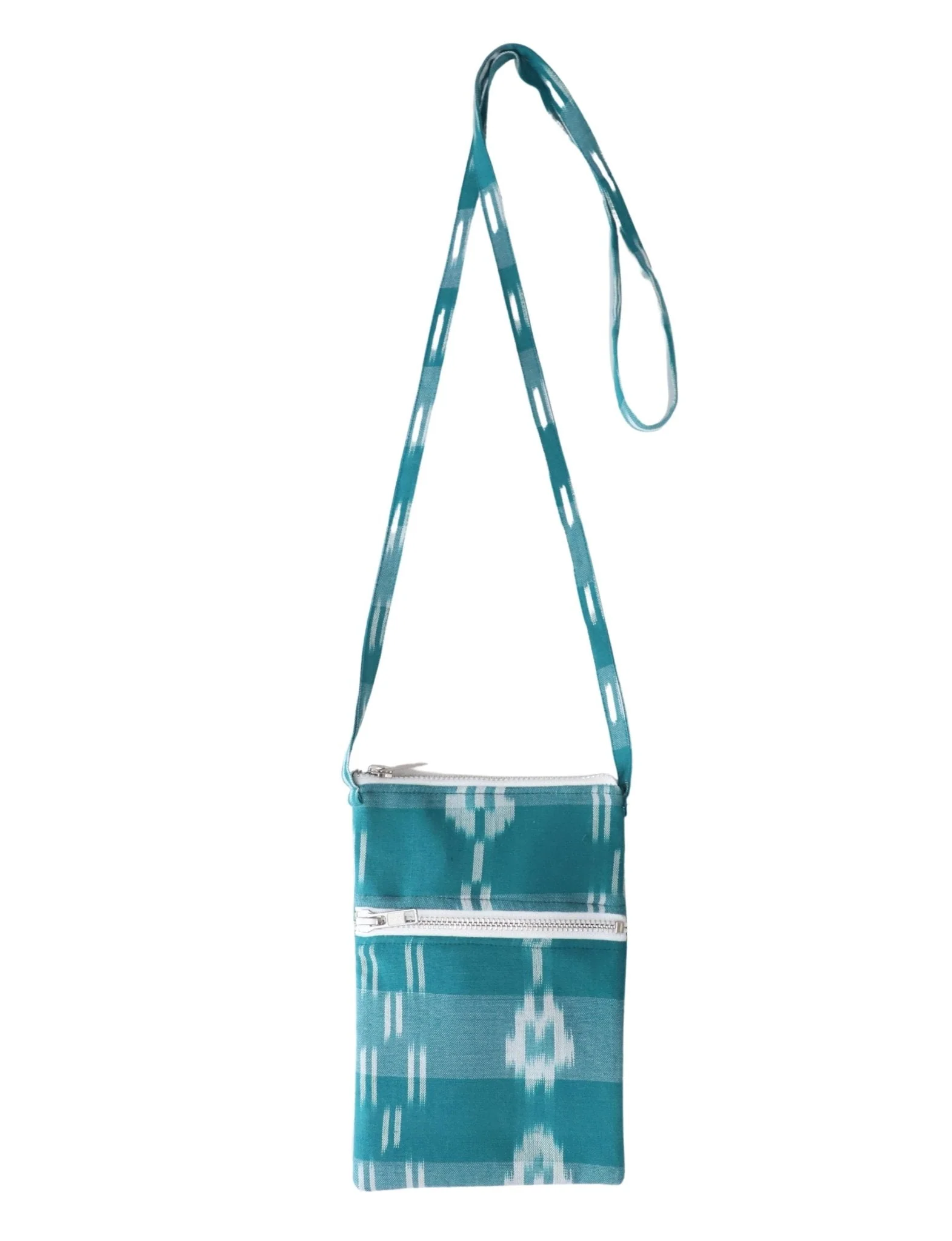 Teal Ikat Handwoven Cotton Fabric by the Yard - Image 4