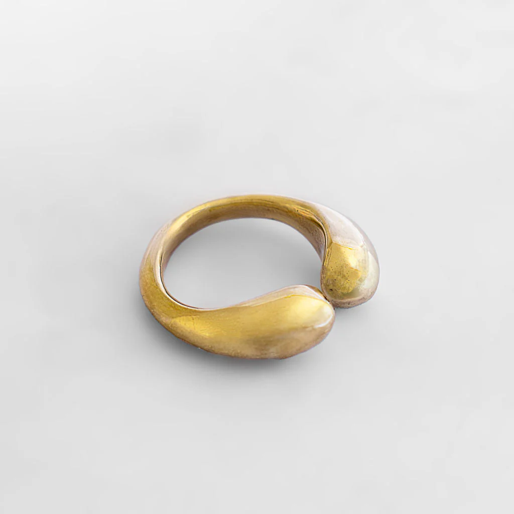 Teardrop Petal Brass Open Ring for Women | Asali - Image 2