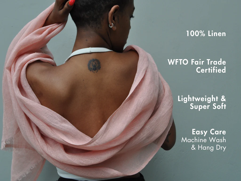 Telba Pure Linen Handwoven Shawl - Image 2