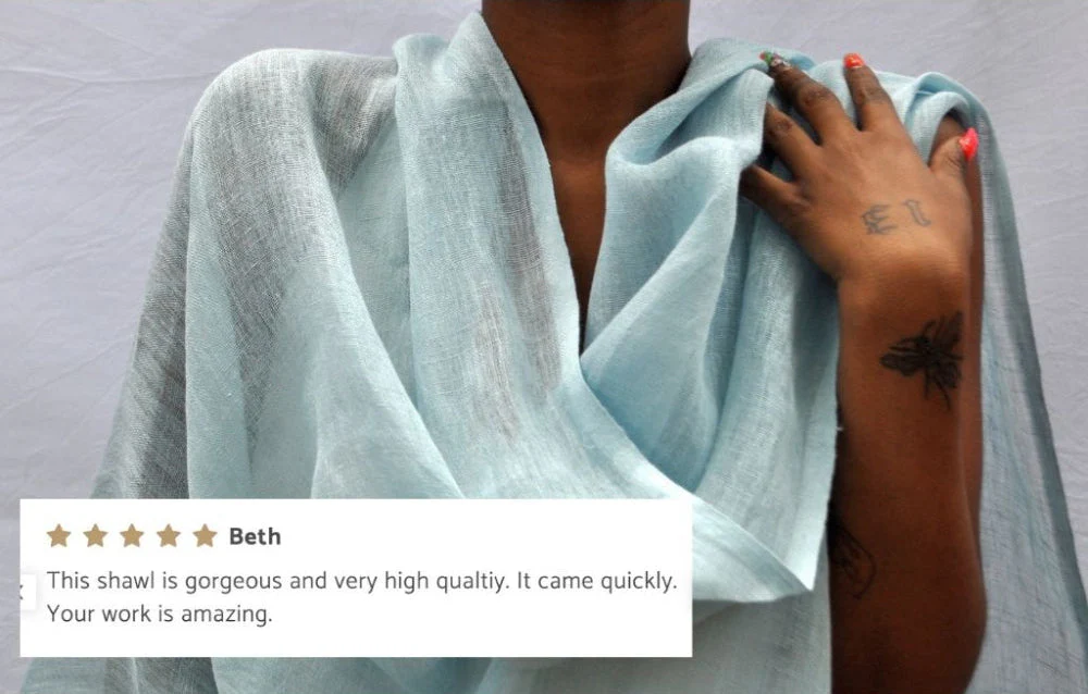 Telba Pure Linen Handwoven Shawl - Image 3