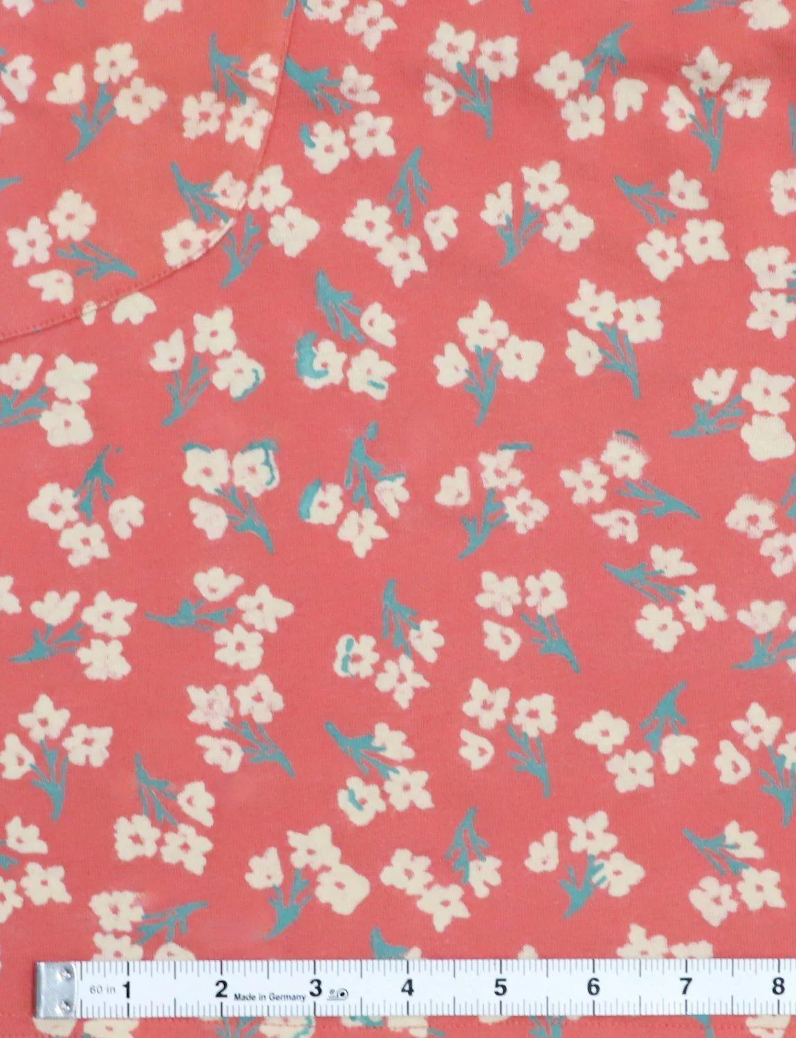 Terracotta Rose Small Floral Block Printed Cotton Fabric by the Yard - Image 3