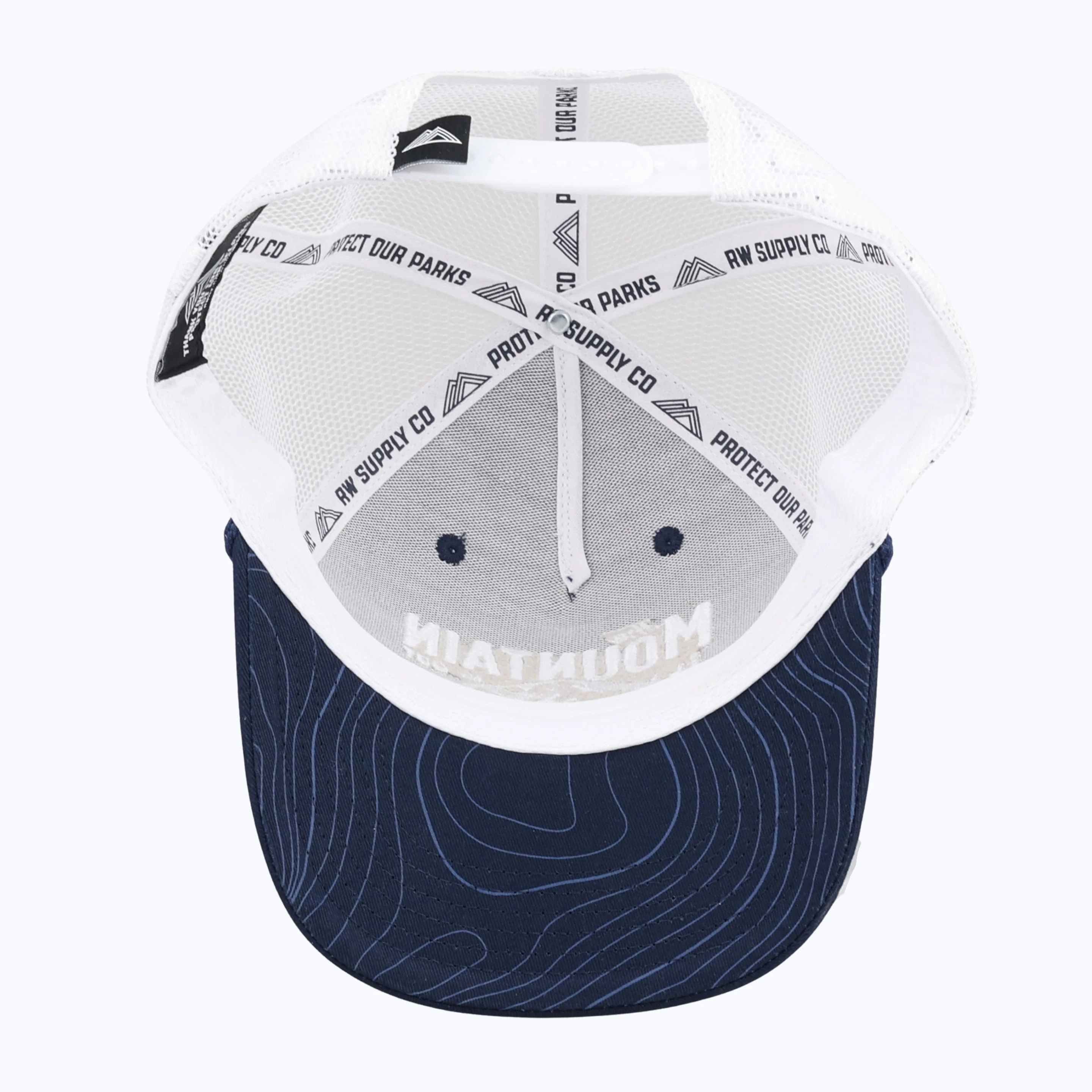 The Mountain Is Out Rope Trucker Snapback Cap - Navy/White - Image 4
