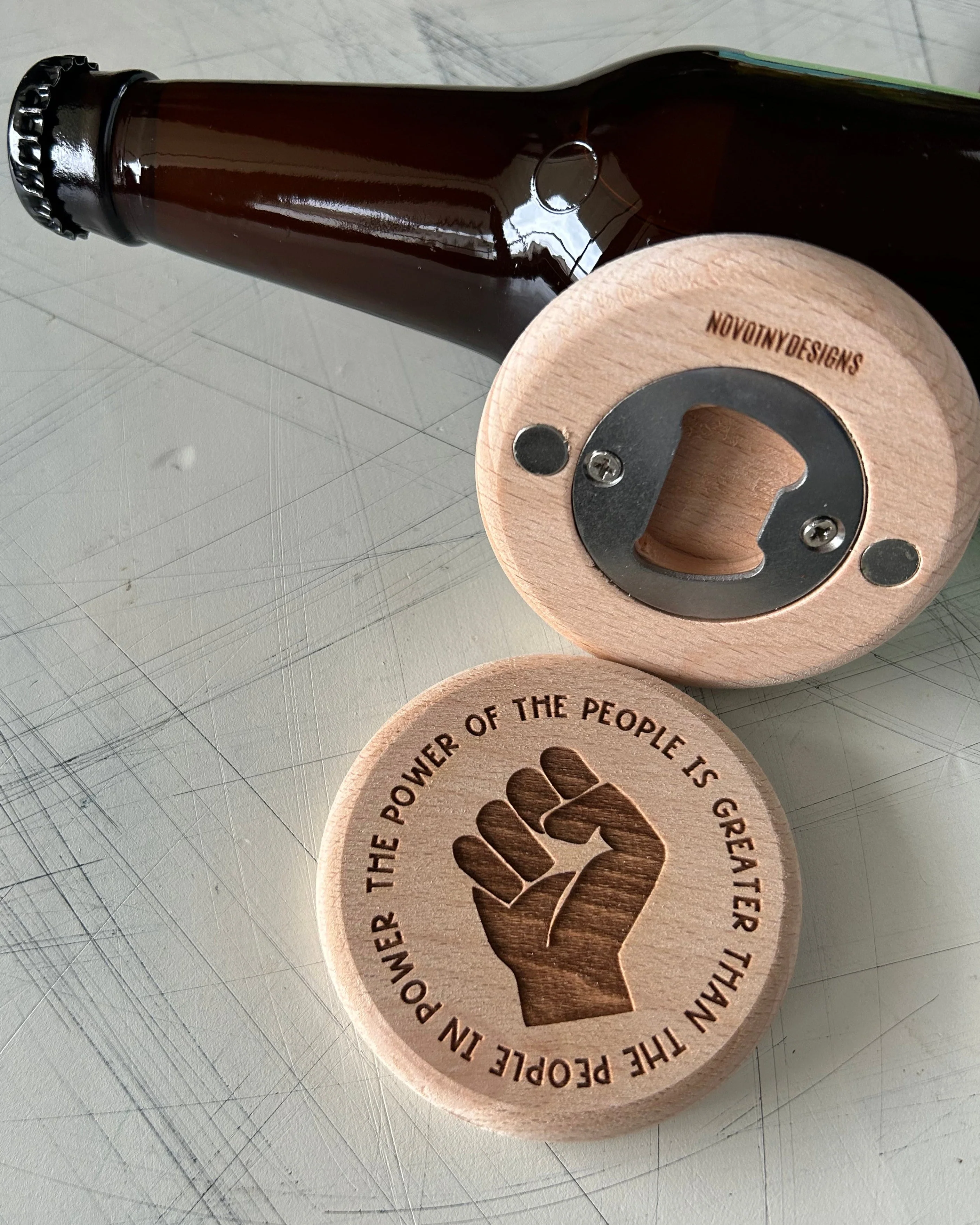 The power of the people - magnetic wood bottle opener - Image 3