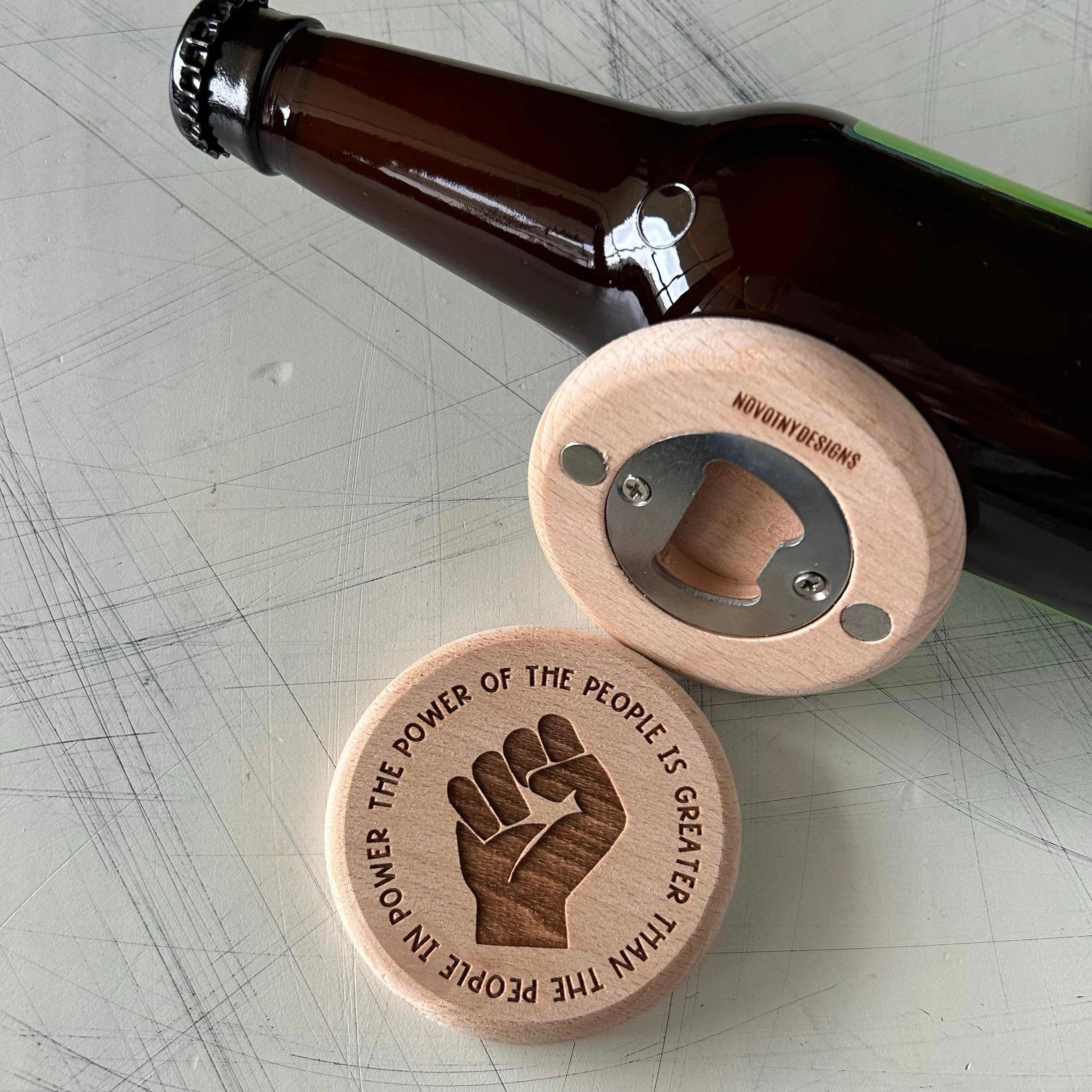 The power of the people - magnetic wood bottle opener - Image 4