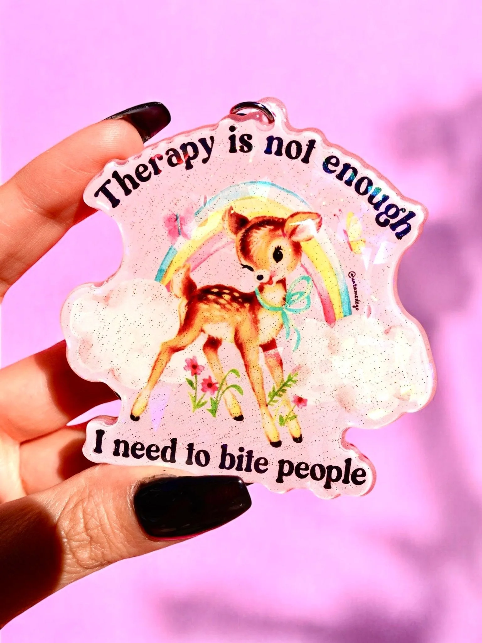 Therapy Is Not Enough I Need To Bite People Holographic Keychain - Image 2