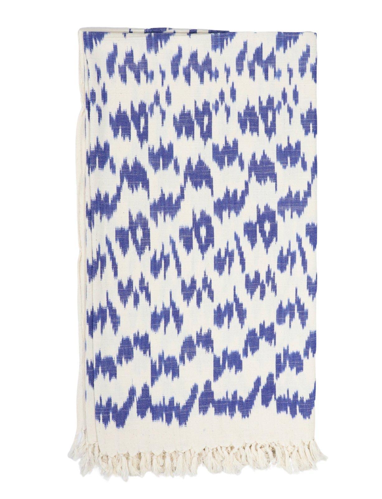Throw Blanket in Blue Ikat - Image 3
