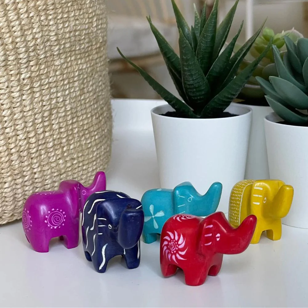 Tiny Soapstone Trunk Up Elephant - Image 2