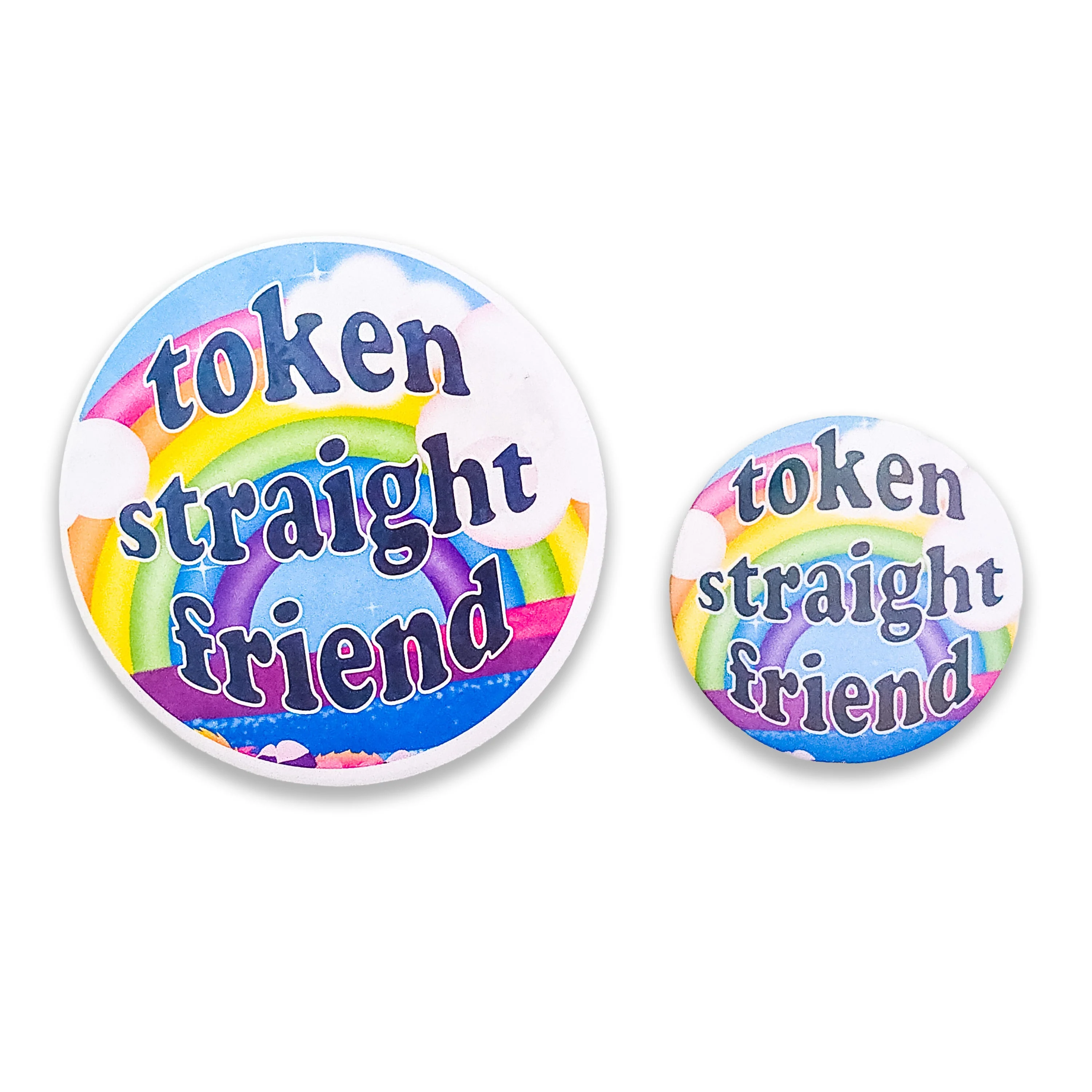 Token Straight Friend Holographic Pinback Button - Image 3
