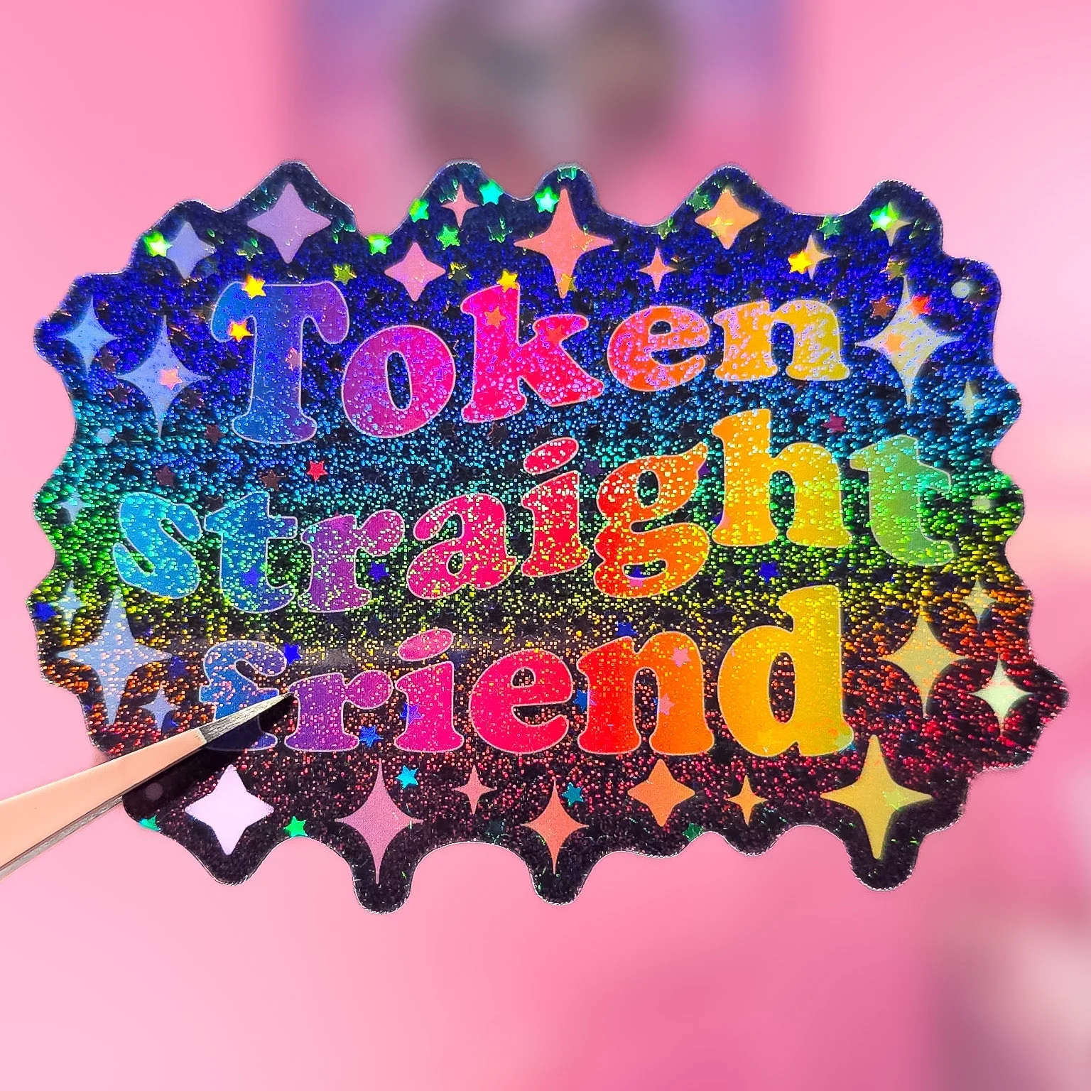 Token Straight Friend Holographic Sticker, 3.1 x 2.4 in. - Image 3