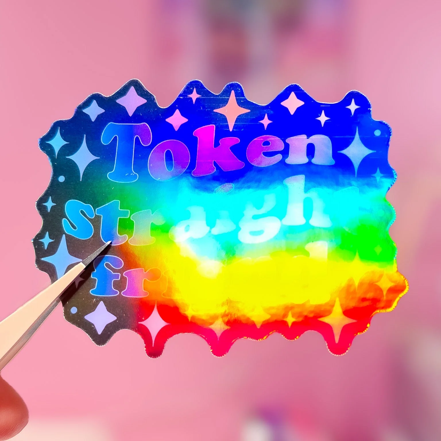 Token Straight Friend Holographic Sticker, 3.1 x 2.4 in. - Image 4