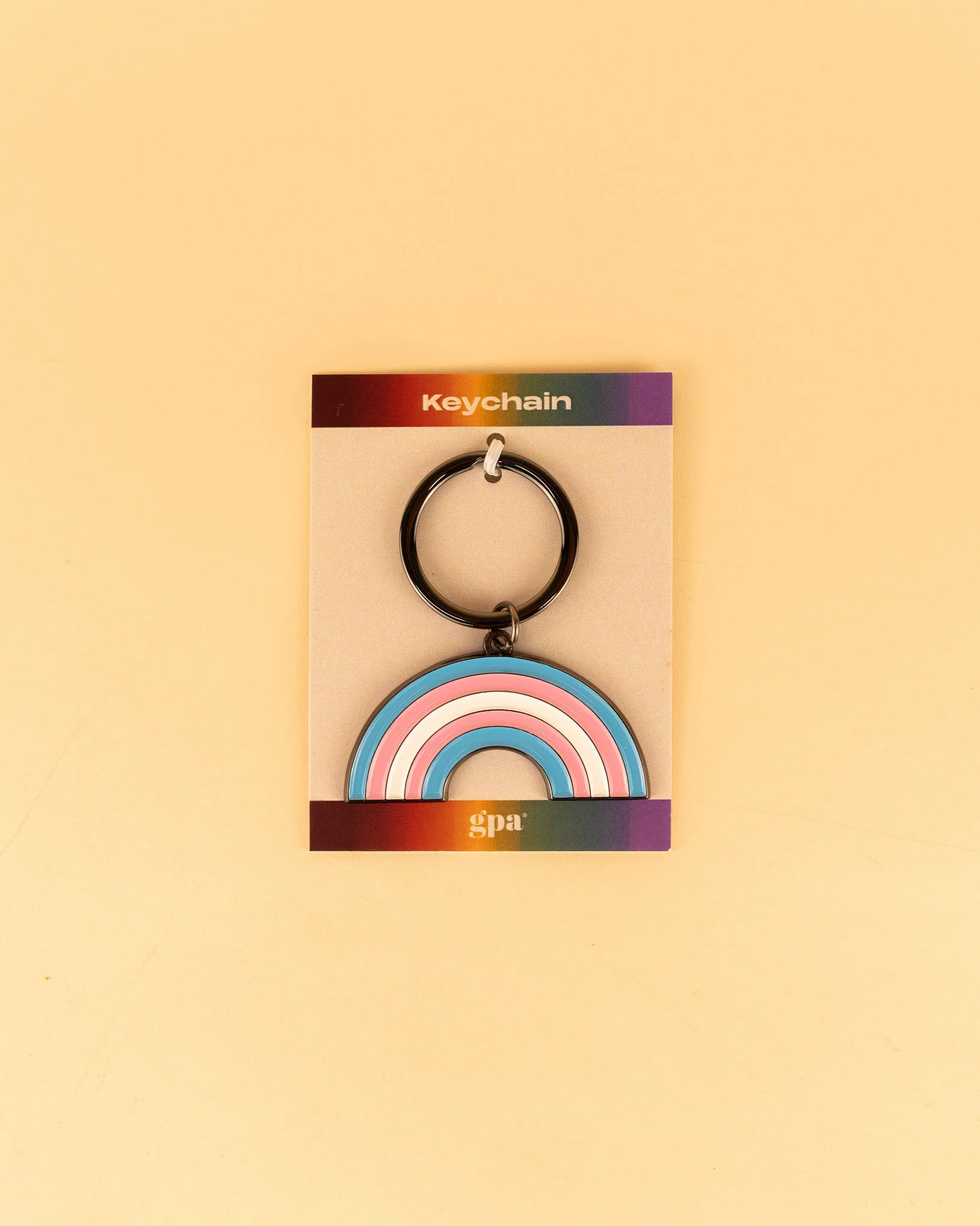 Trans Rainbow Enamel Keychain - Image 2