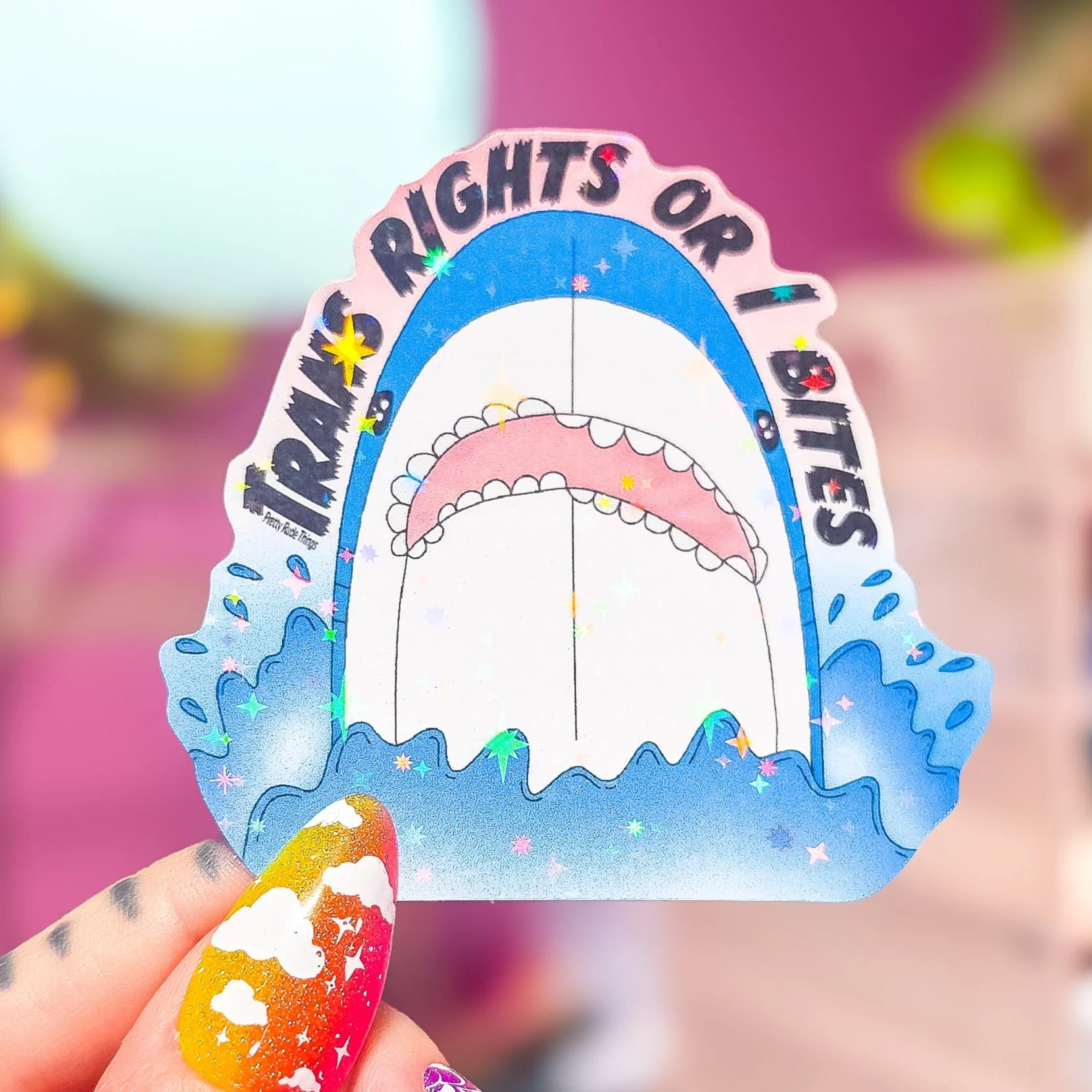 Trans Right or I Bites BLÅHAJ Shark Sticker, 2.75 x 2.6 in. - Image 5