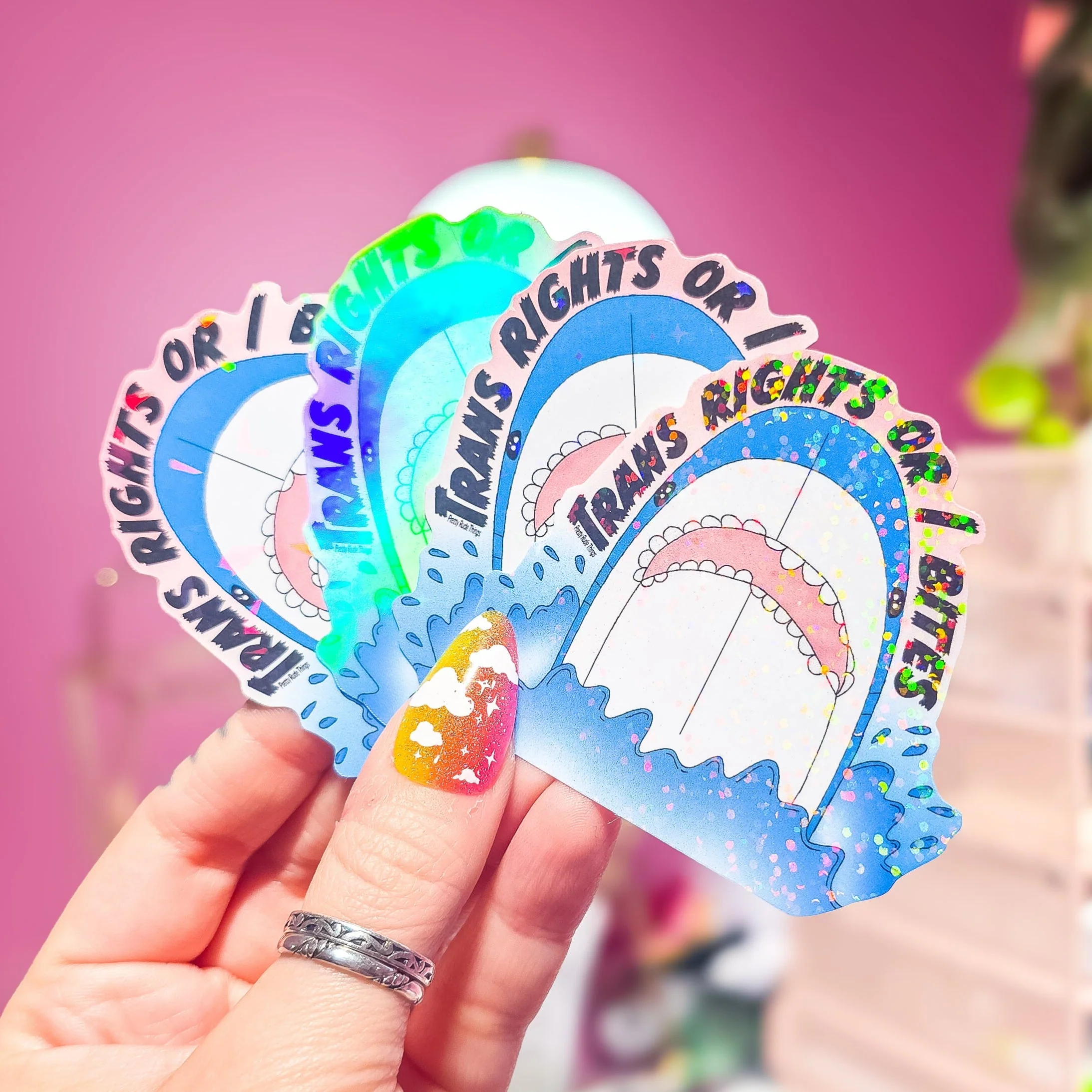 Trans Right or I Bites BLÅHAJ Shark Sticker, 2.75 x 2.6 in. - Image 6