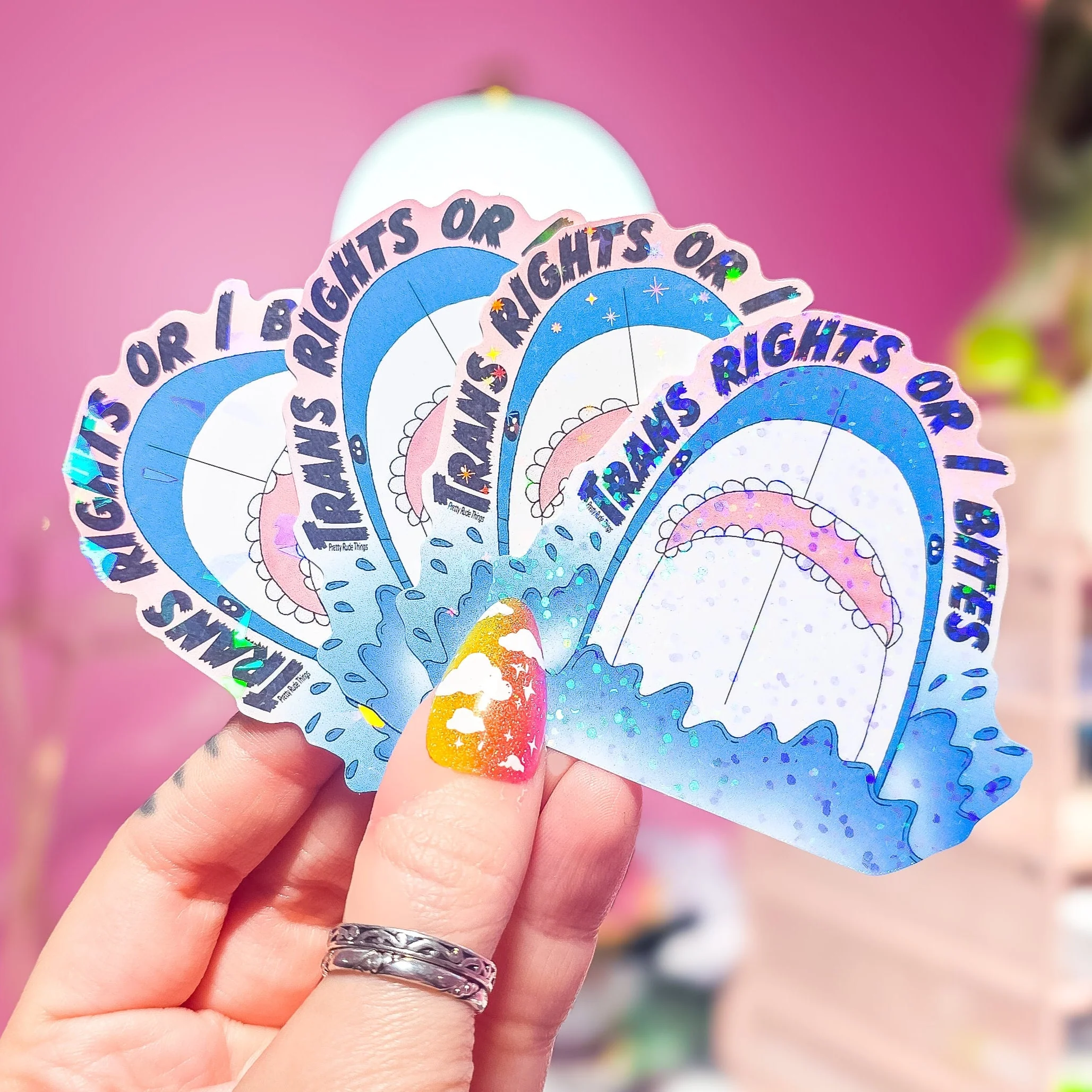 Trans Right or I Bites BLÅHAJ Shark Sticker, 2.75 x 2.6 in. - Image 7