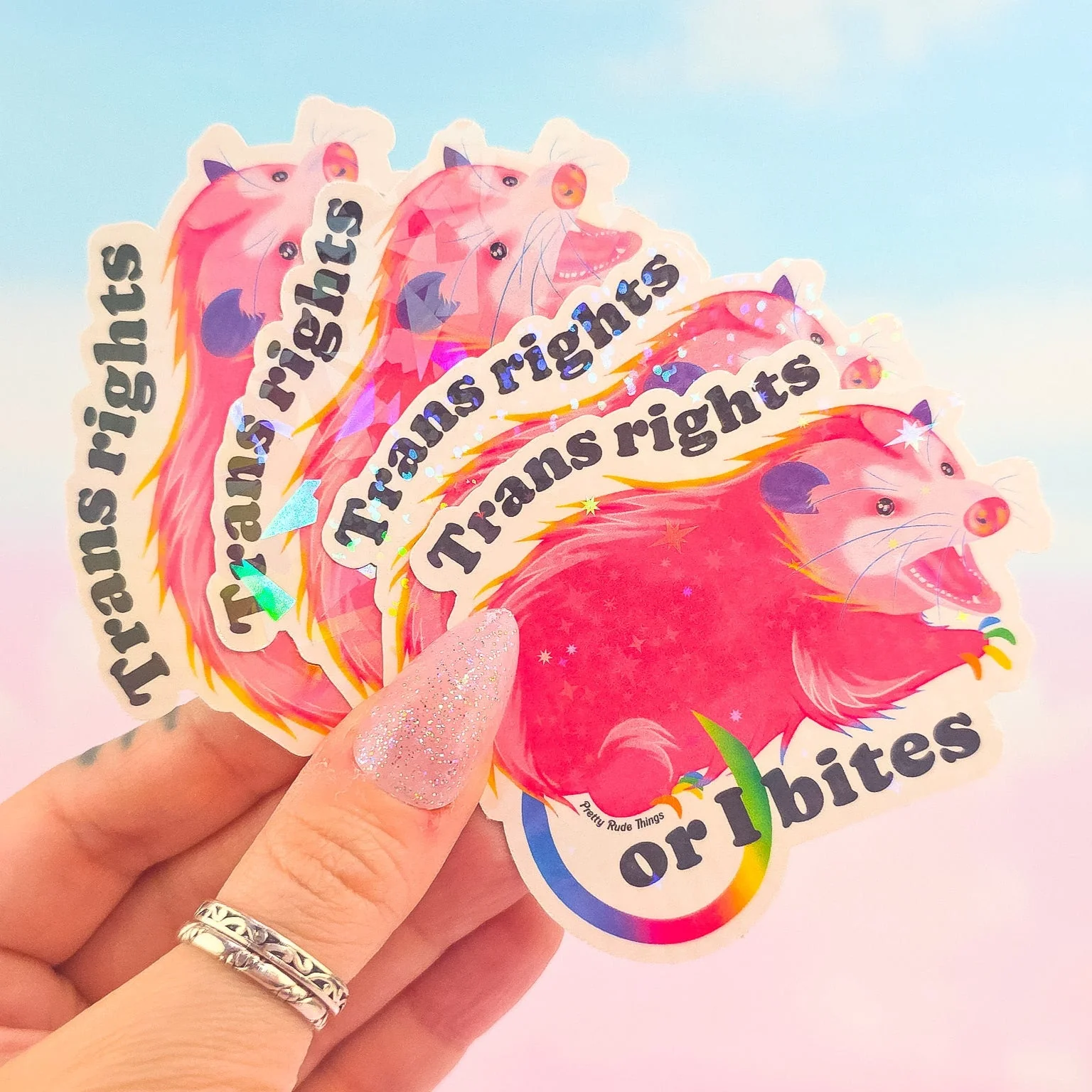 Trans Rights Or I Bites Possum Sticker, 3 x 2.4 in. - Image 6