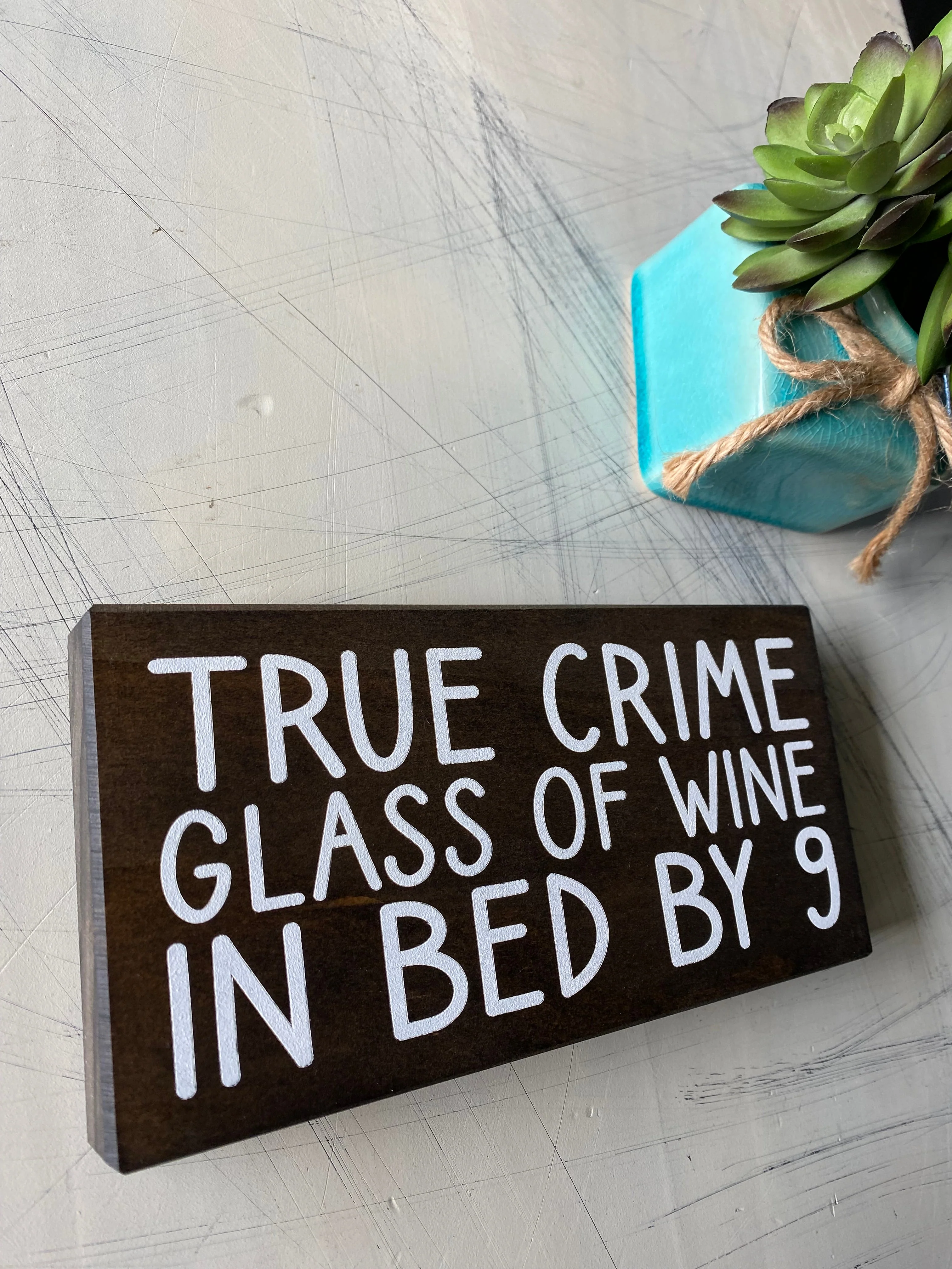 True crime glass of wine in bed by 9 - Image 5