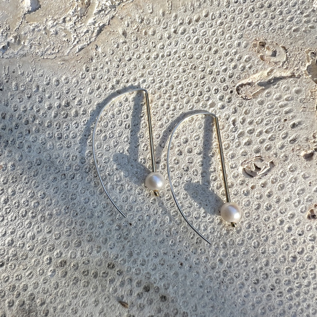 Two-Tone Freshwater Pearl Hook Earrings - Image 2