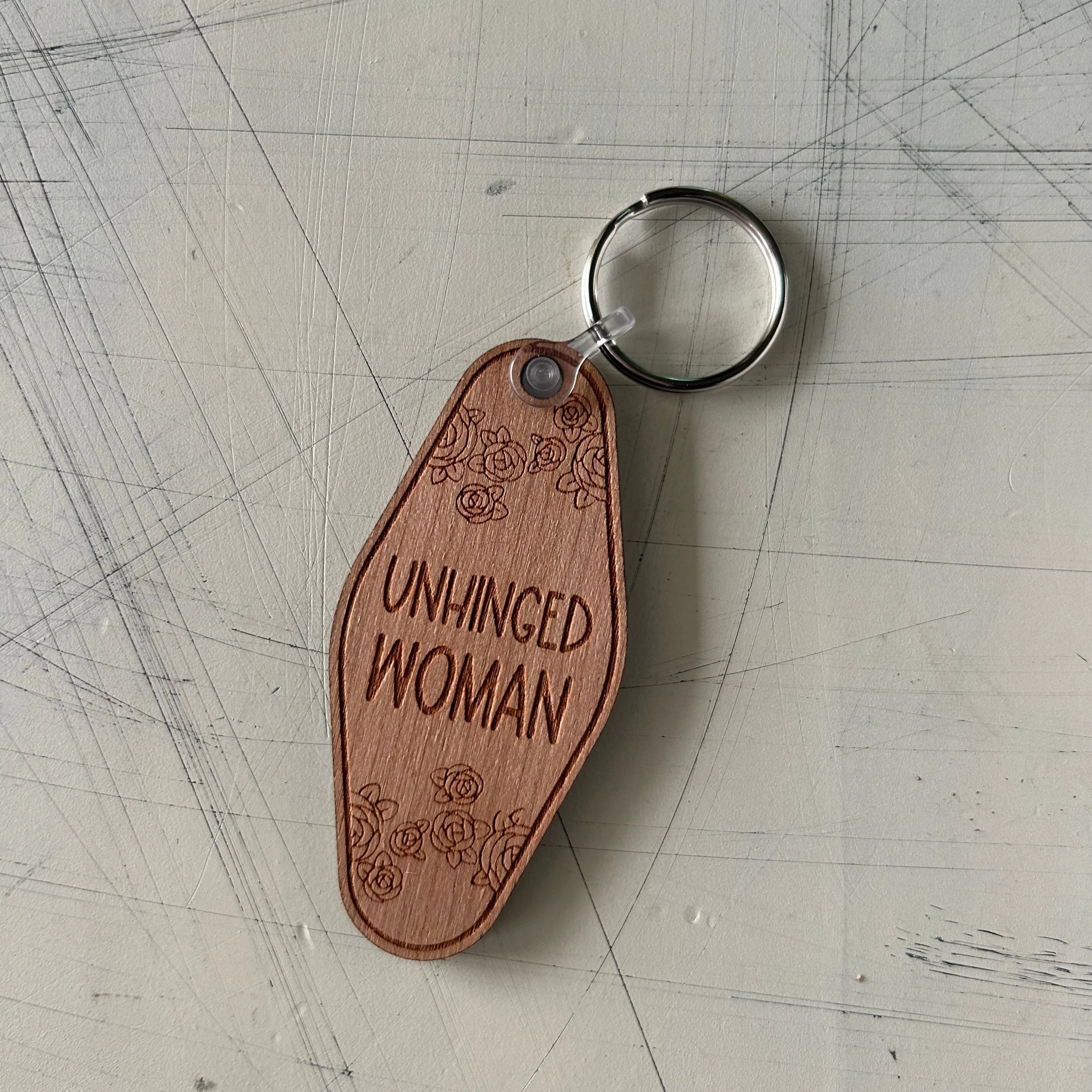 Unhinged Woman - Wood Motel-style Keychain - Image 3
