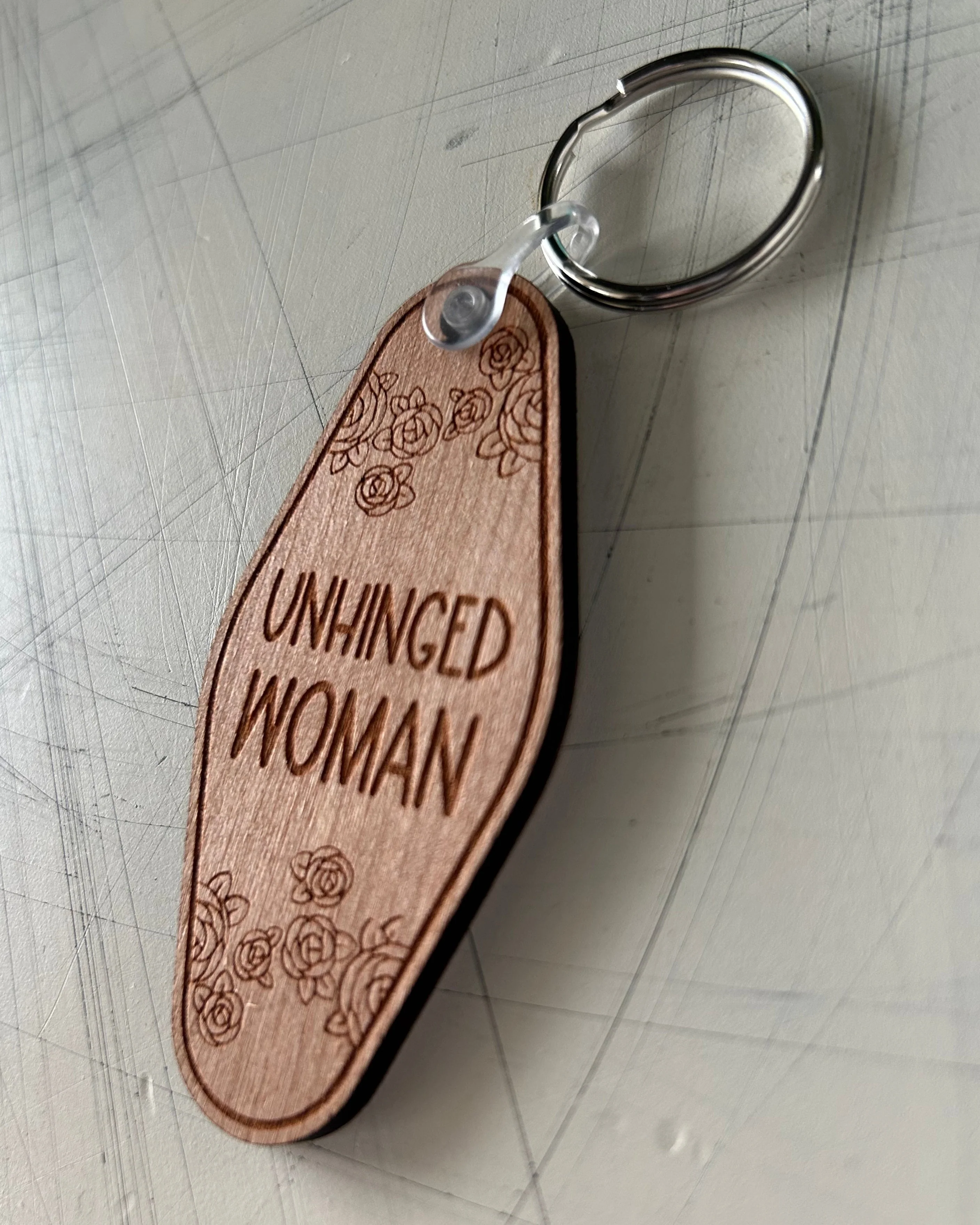 Unhinged Woman - Wood Motel-style Keychain - Image 4