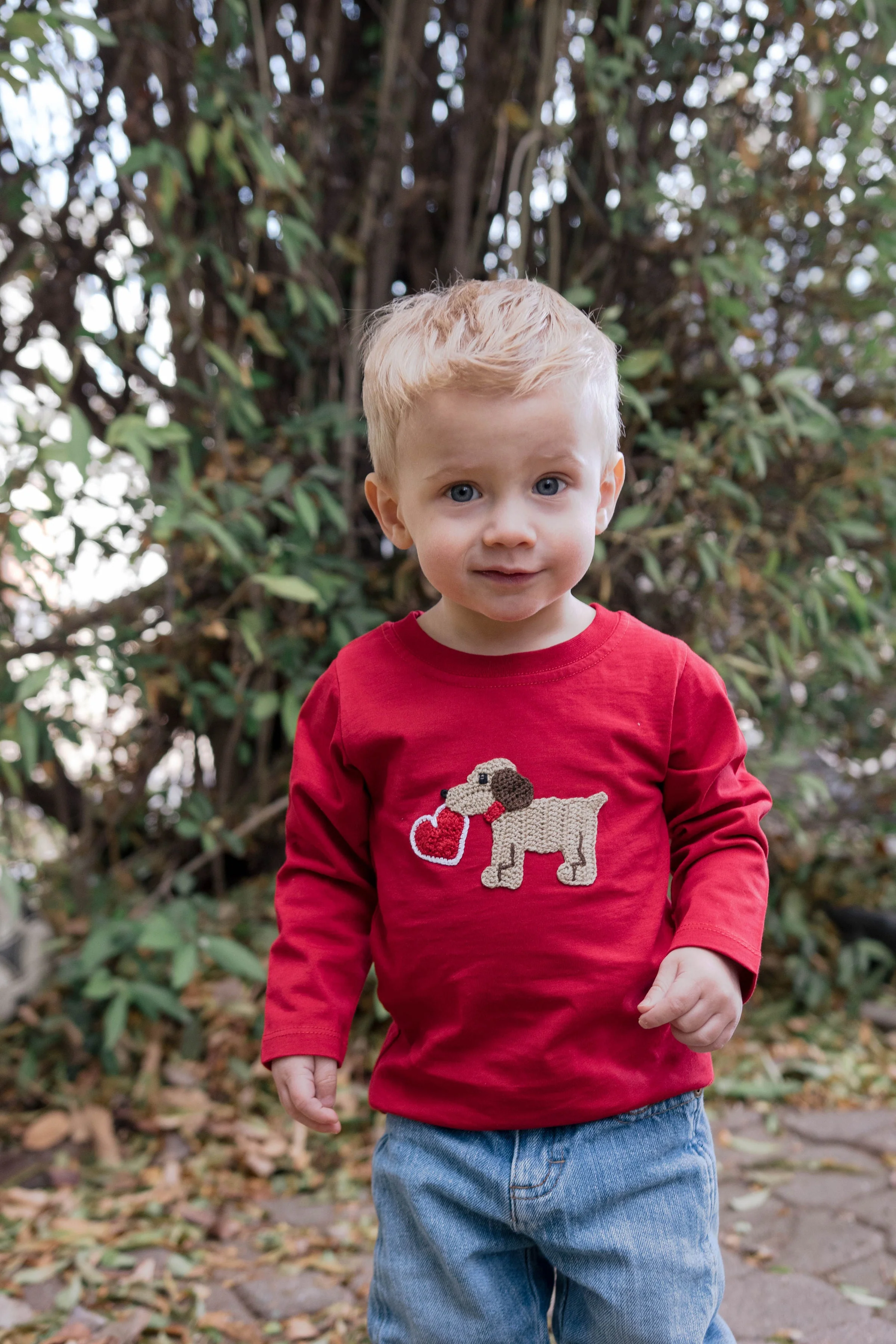Valentine Puppy Tee, Red - Image 2