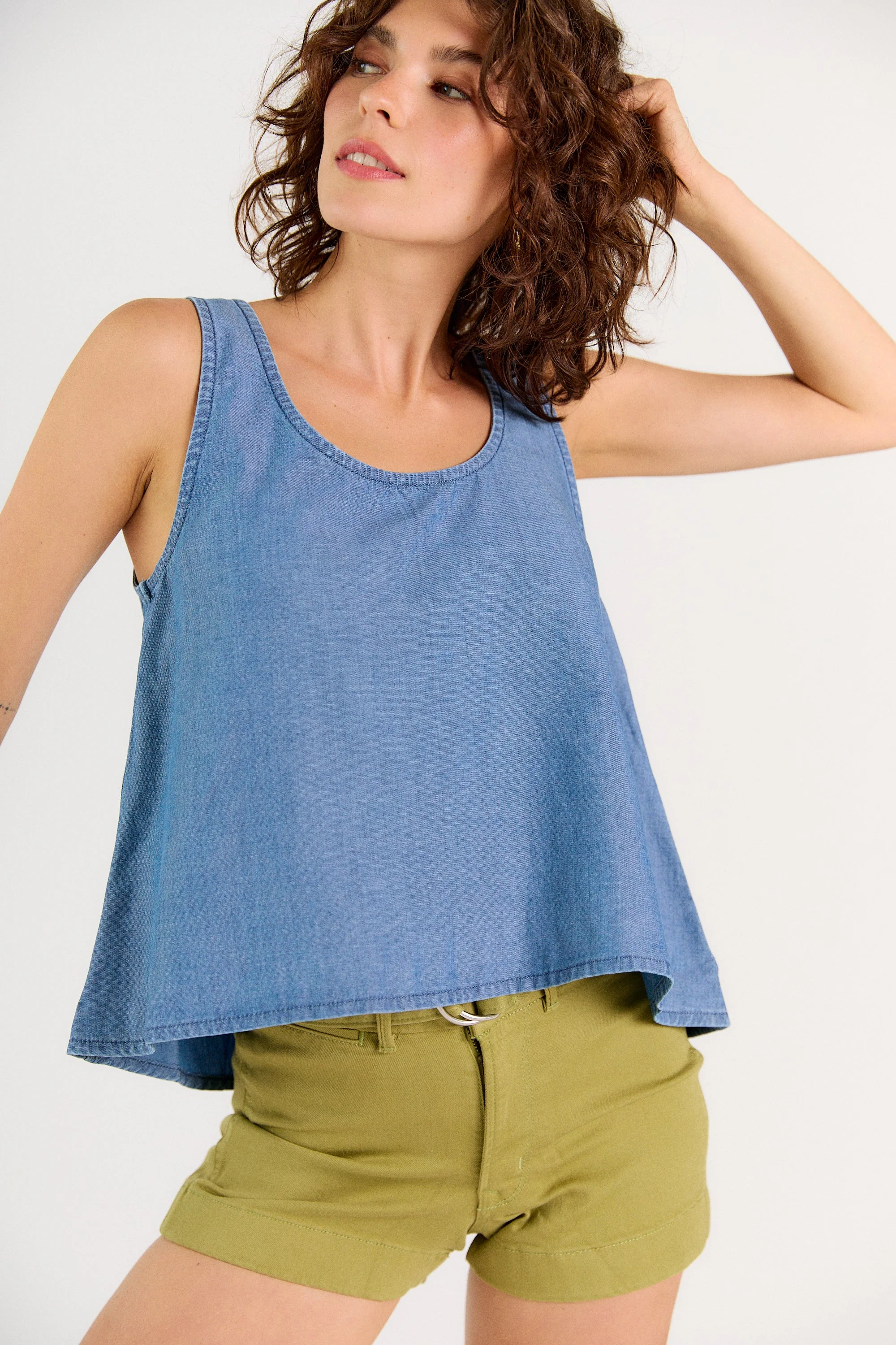Wabi Sabi Crop Tank - Medium Wash - Image 5